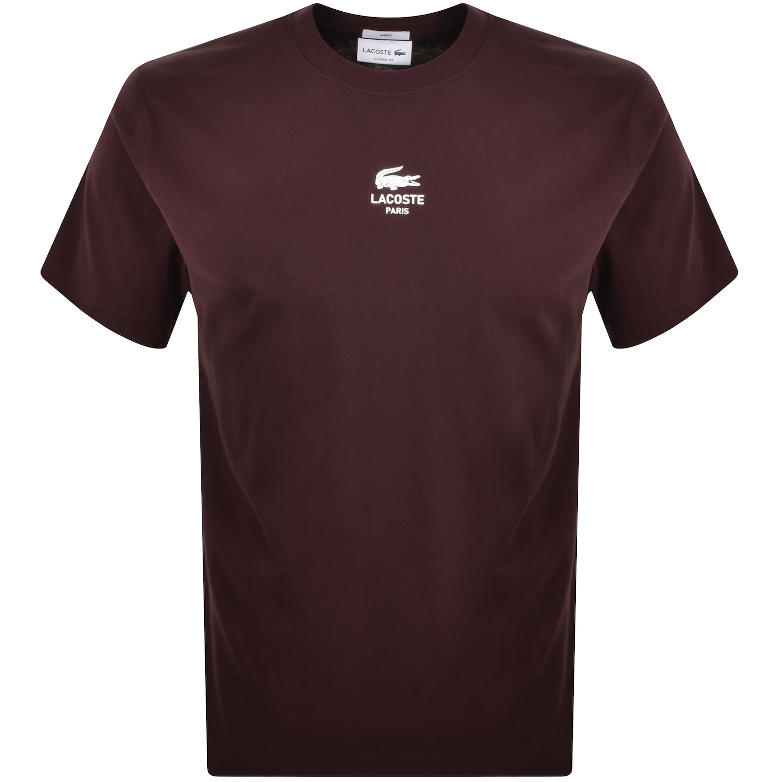 Shop Lacoste Paris Small Logo T Shirt Burgundy