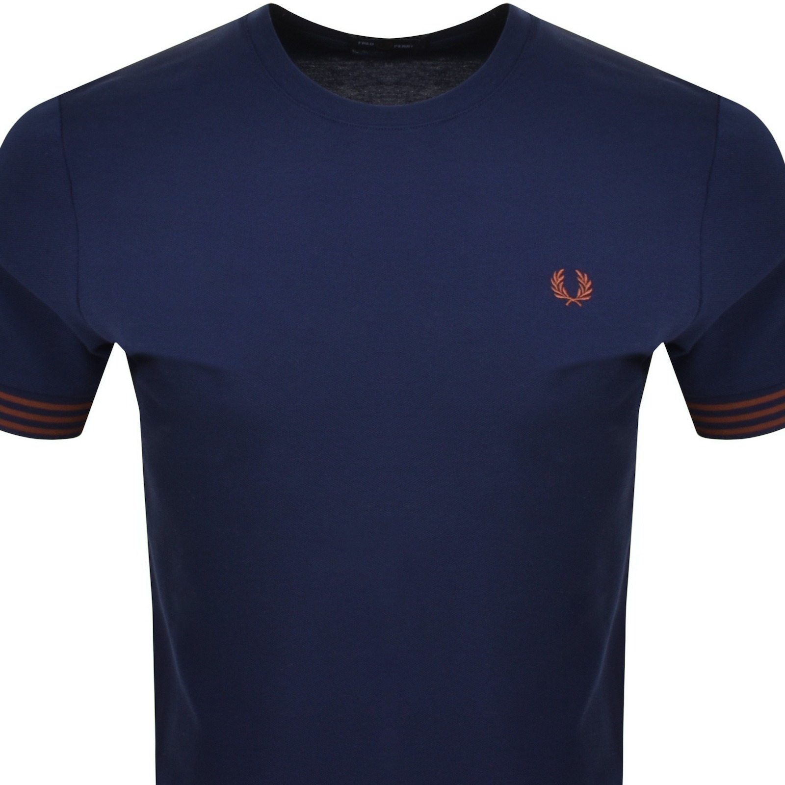 Shop Fred Perry Striped Cuff T Shirt Navy