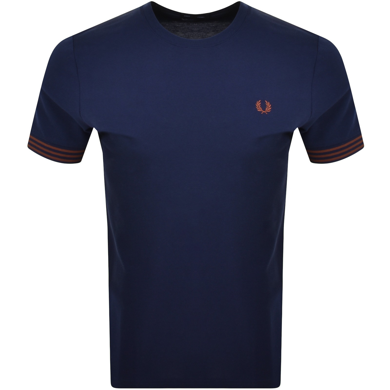 Shop Fred Perry Striped Cuff T Shirt Navy