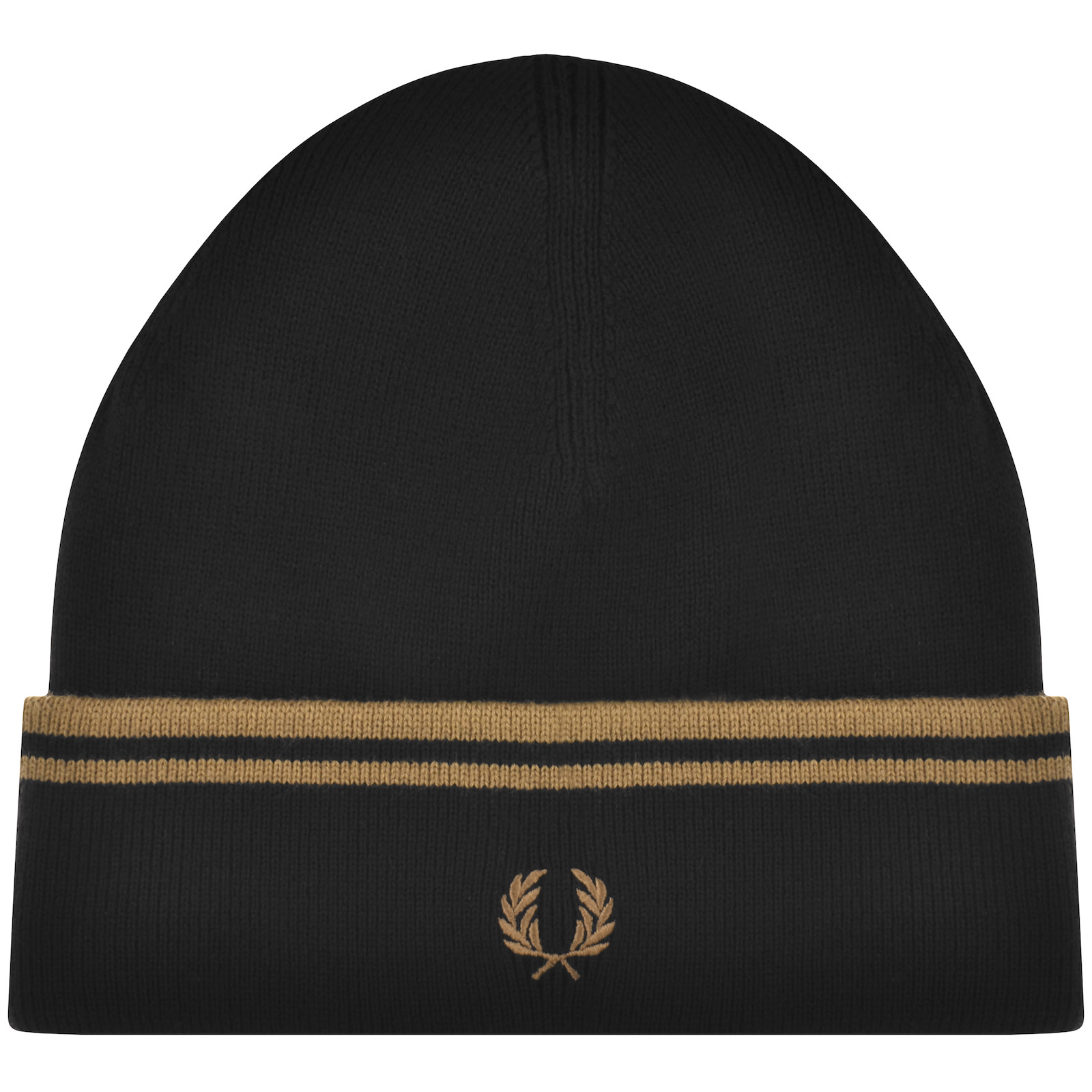 FRED PERRY FRED PERRY TWIN TIPPED RIBBED BEANIE HAT BLACK