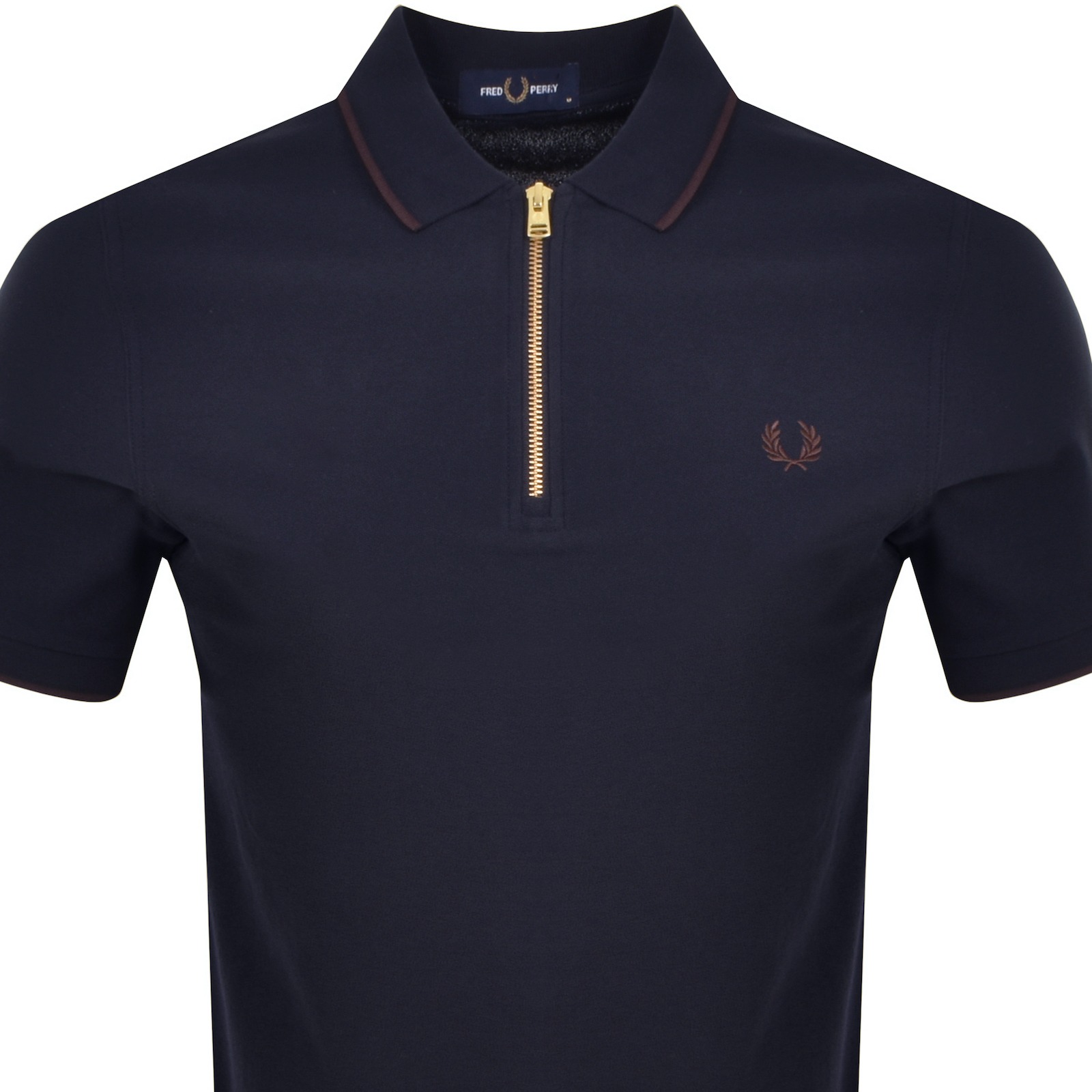 Shop Fred Perry Quarter Zip Polo T Shirt Navy