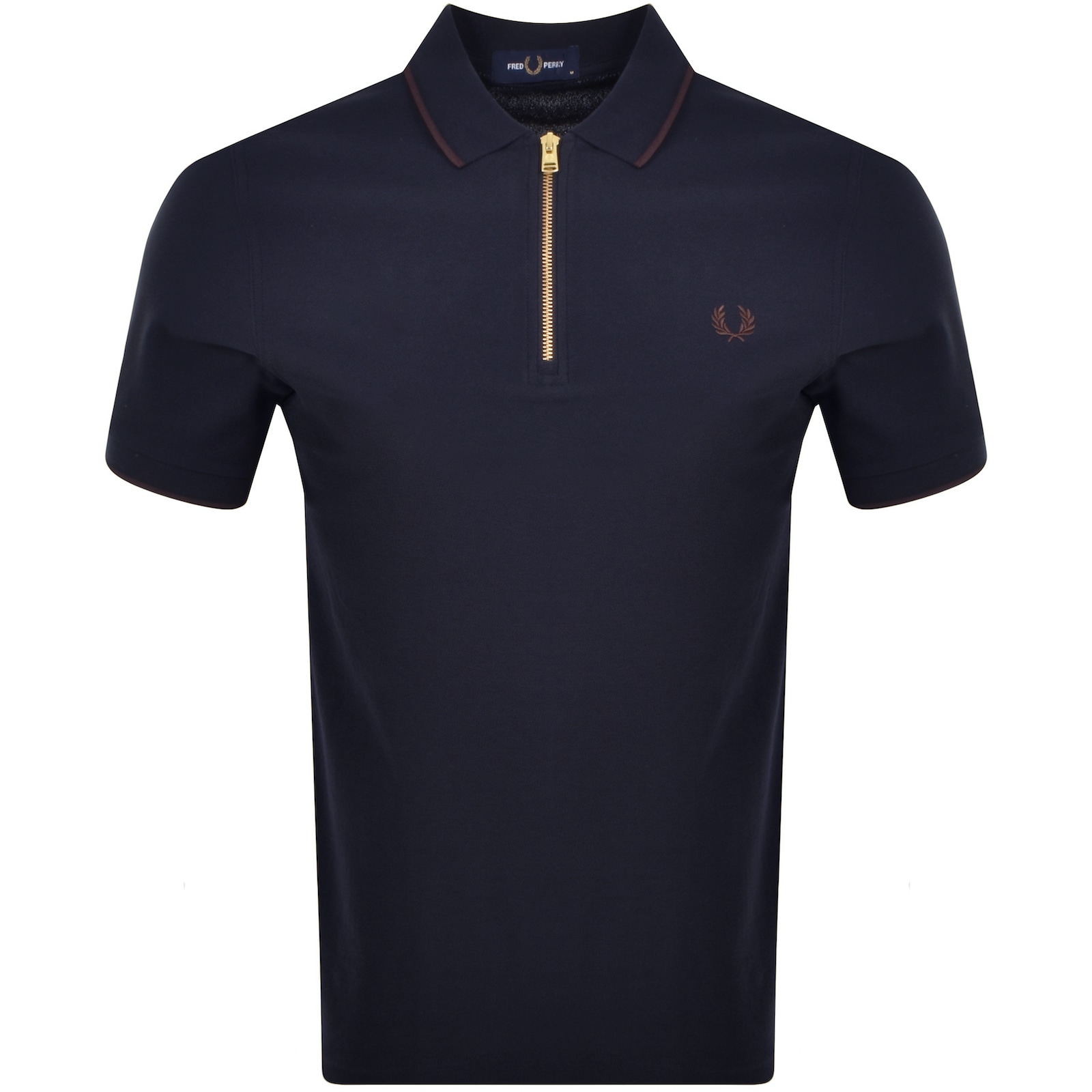 Shop Fred Perry Quarter Zip Polo T Shirt Navy