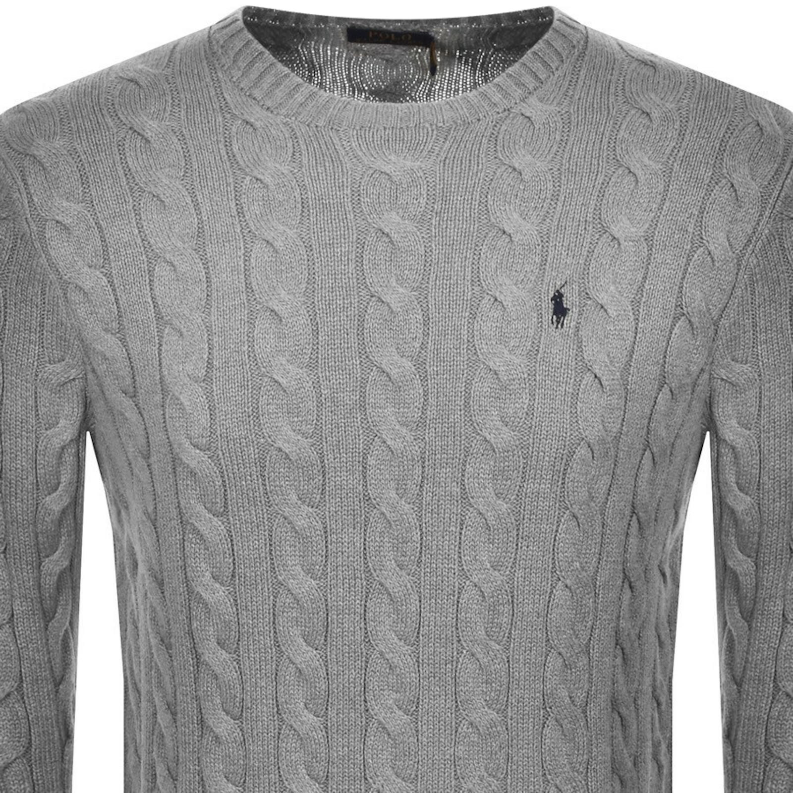 Shop Ralph Lauren Driver Crew Neck Knit Jumper Grey