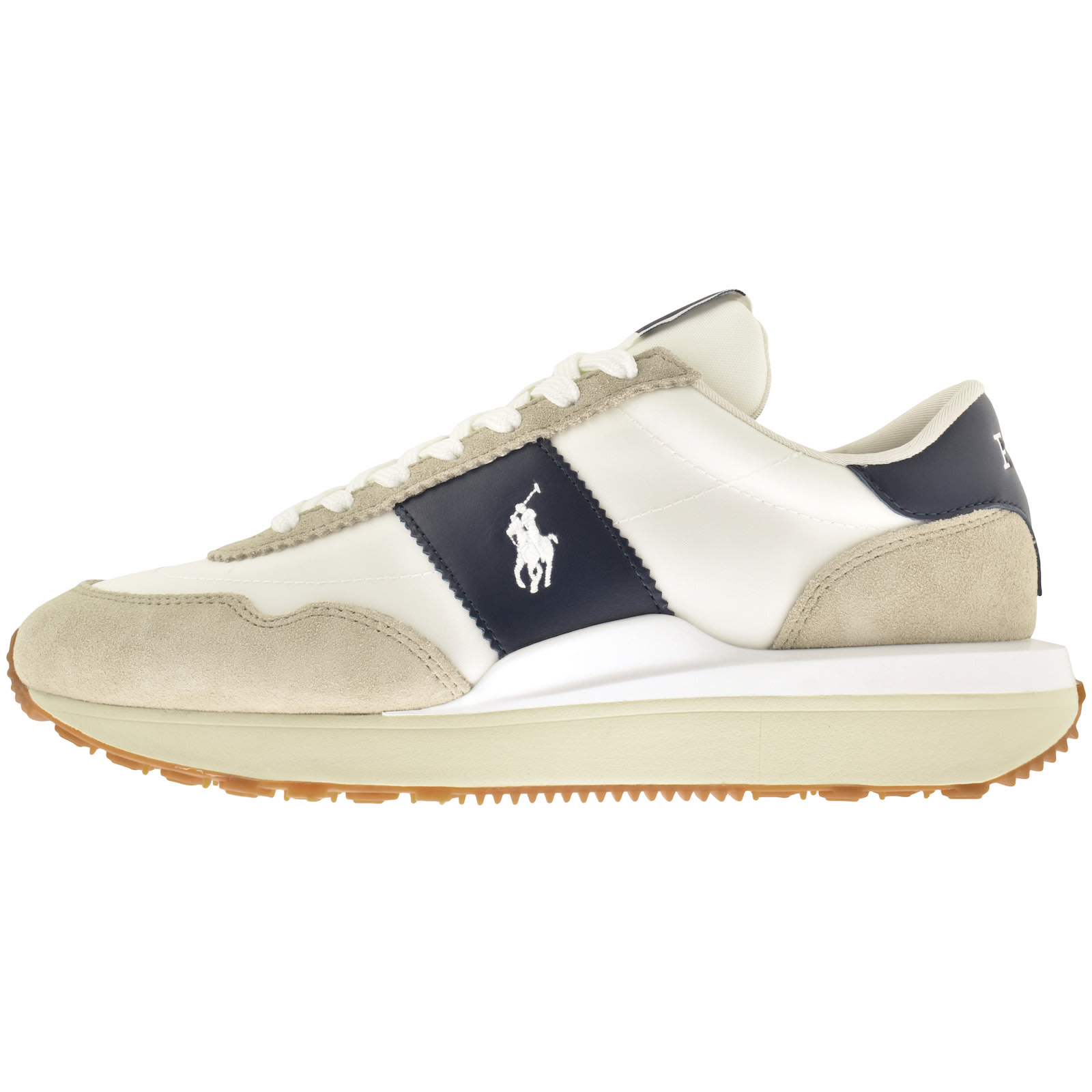 Ralph Lauren Train 89 Suede Panelled Trainers Whit In Gold