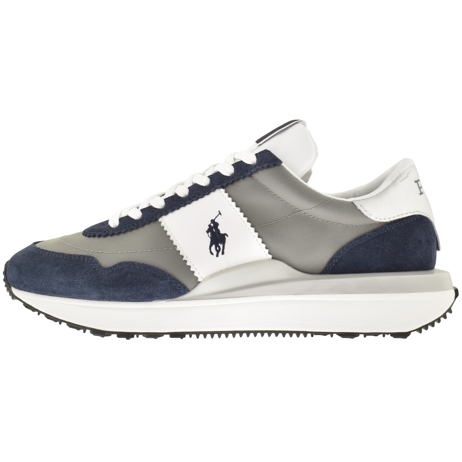 Ralph Lauren Train 89 Suede Panelled Trainers Navy In Gray