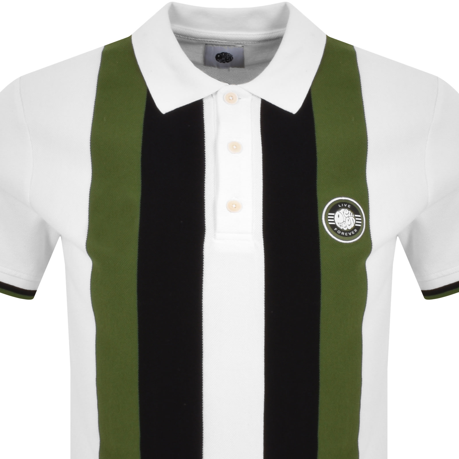 PRETTY GREEN PRETTY GREEN STRIPE POLO T SHIRT WHITE 