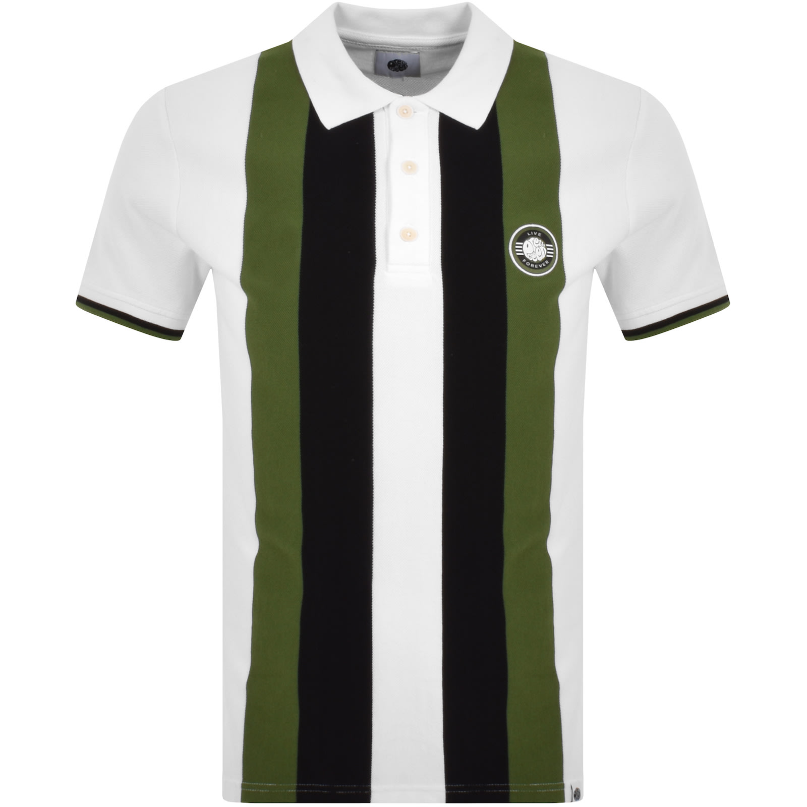 PRETTY GREEN PRETTY GREEN STRIPE POLO T SHIRT WHITE 