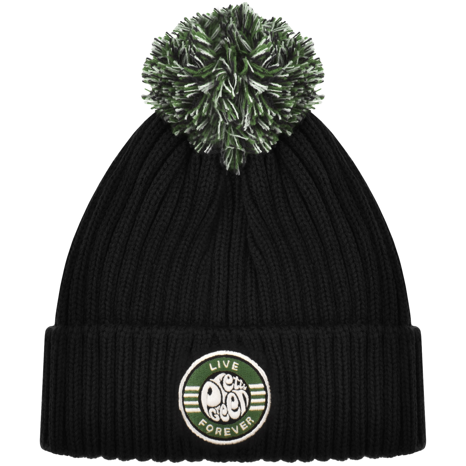 Shop Pretty Green Live Forever Bobble Hat Black