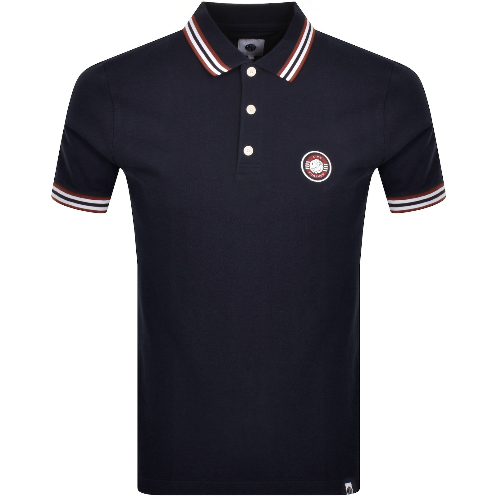 PRETTY GREEN PRETTY NAVY LIVE FOREVER POLO T SHIRT NAVY 