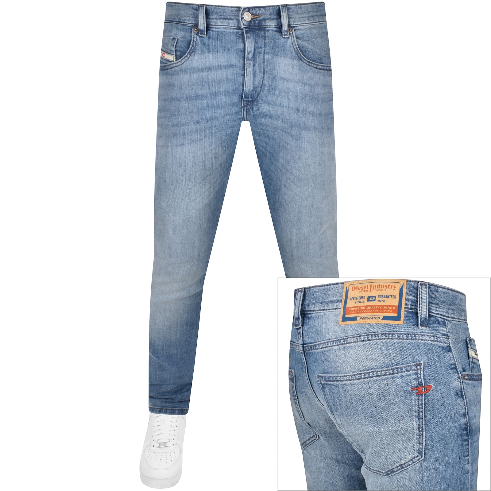 Shop Diesel D Strukt Slim Fit Light Wash Jeans Blue