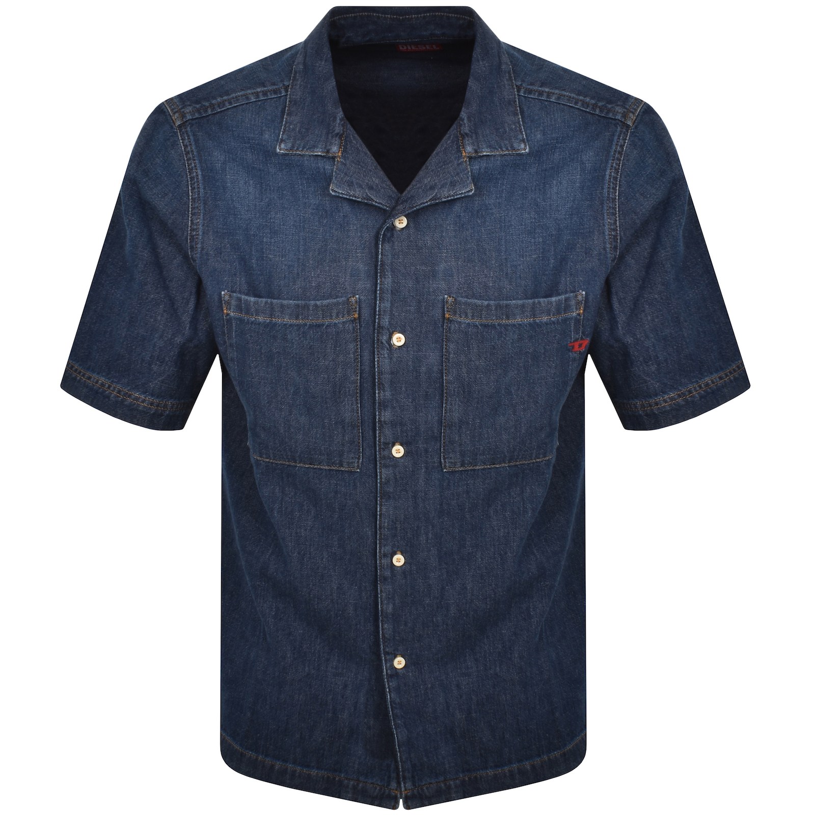 Shop Diesel Denim Parohort Short Sleeve Shirt Blue