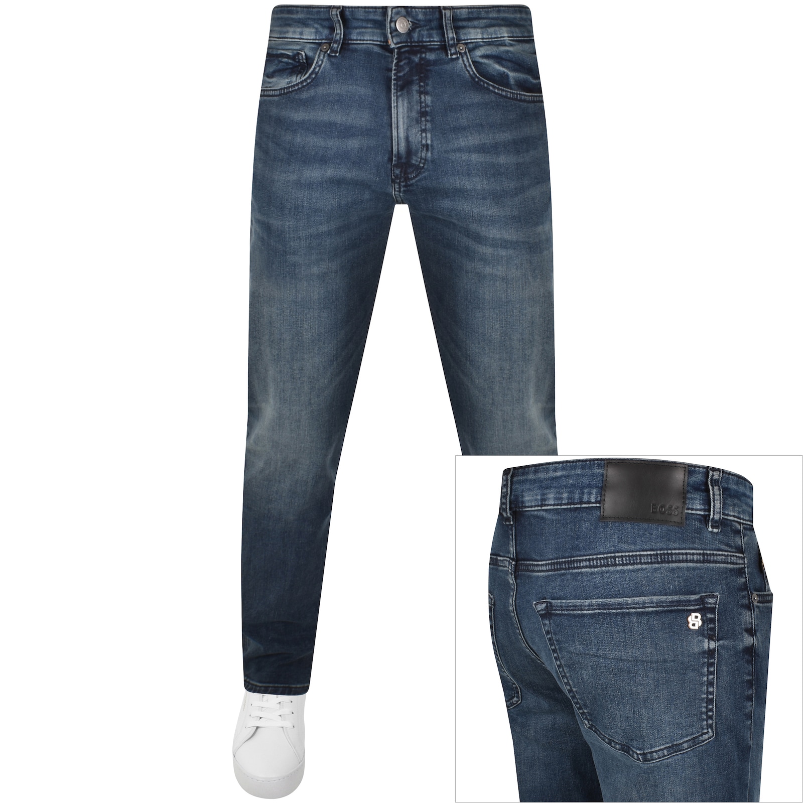 Shop Boss Casual Boss Maine Regular Fit Mid Wash Jeans Blue