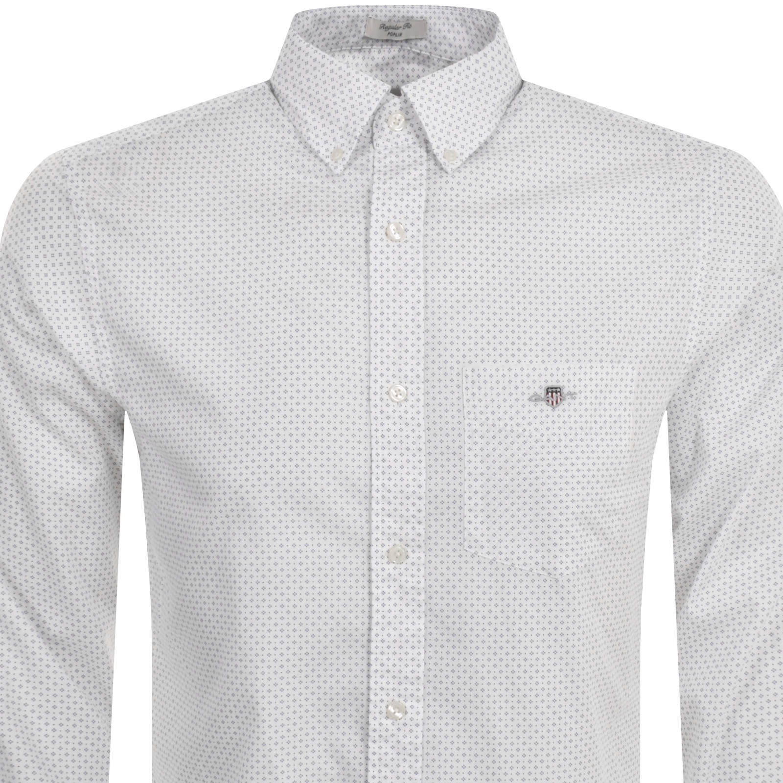 GANT GANT MICRO PRINT POPLIN LONG SLEEVED SHIRT WHITE 