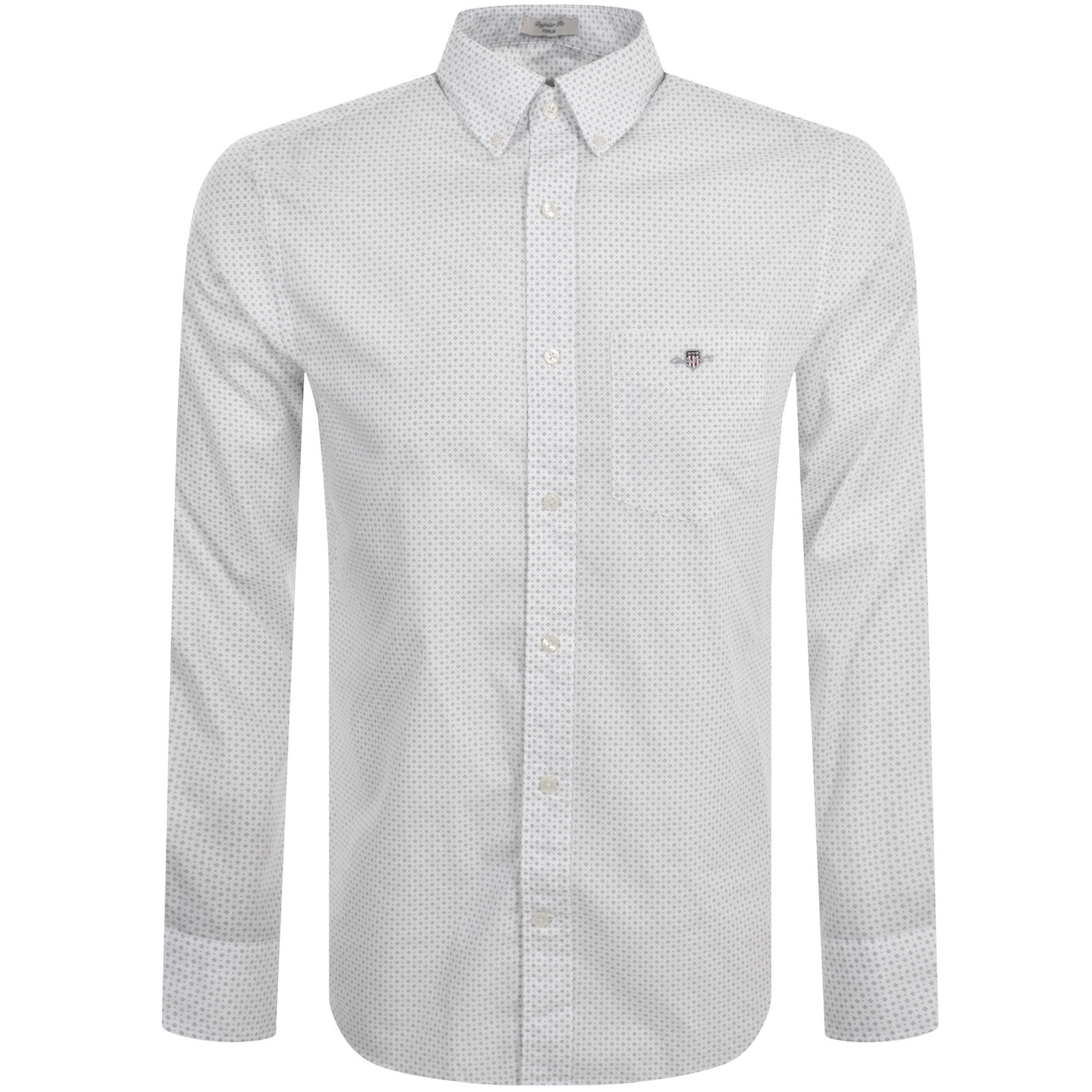 GANT GANT MICRO PRINT POPLIN LONG SLEEVED SHIRT WHITE 