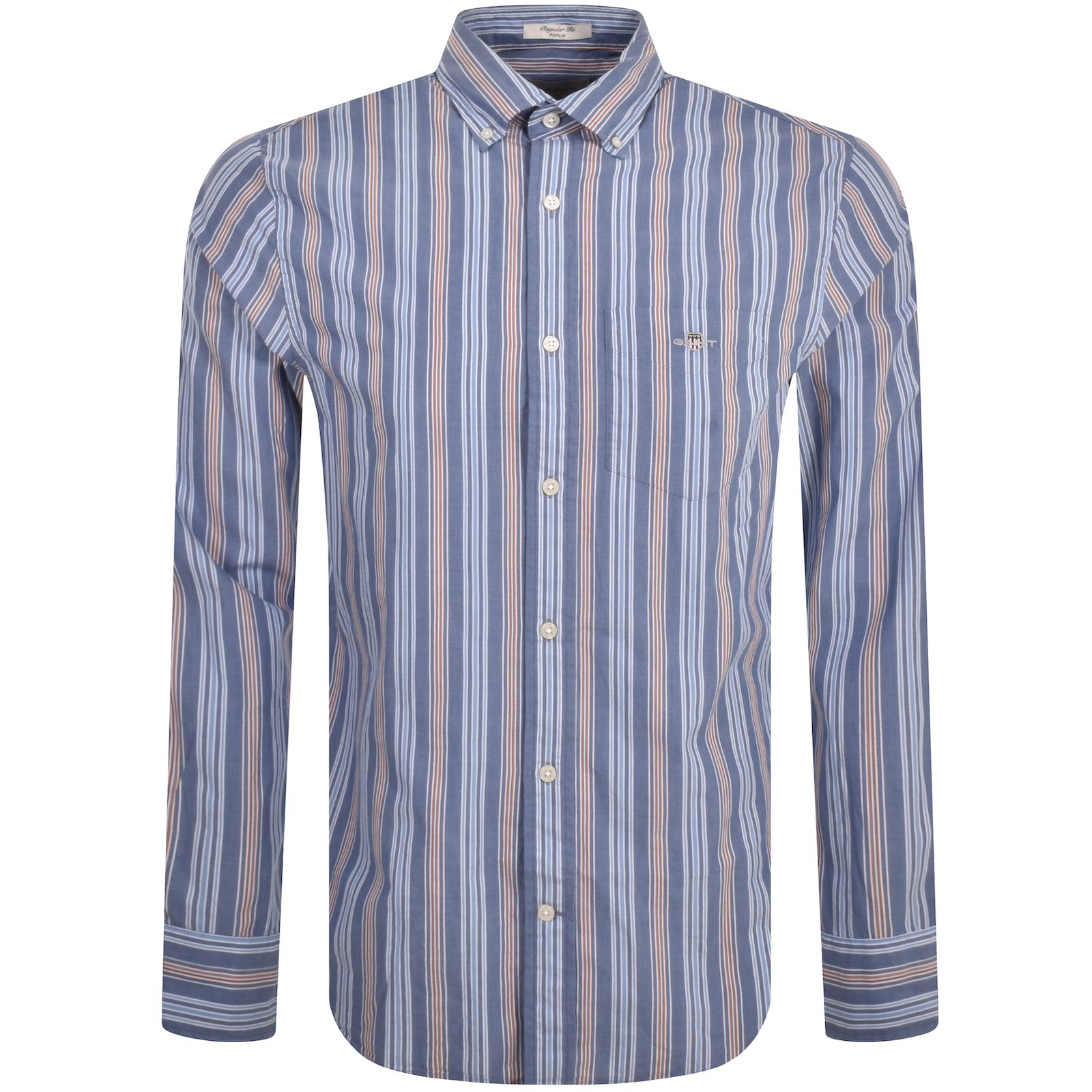 Shop Gant Poplin Stripe Shirt Blue