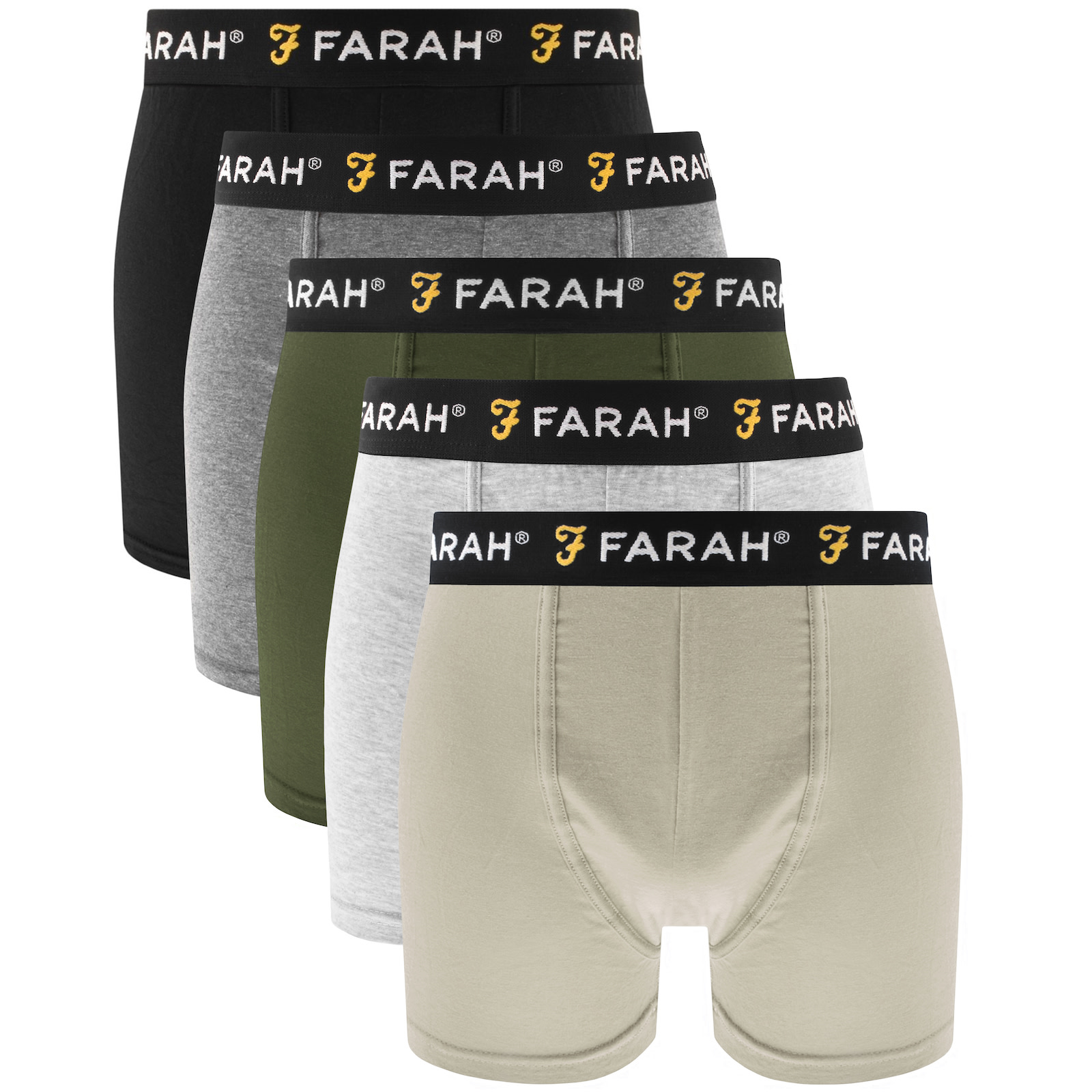 Shop Farah Vintage Nelci 5 Pack Boxer Shorts In Grey