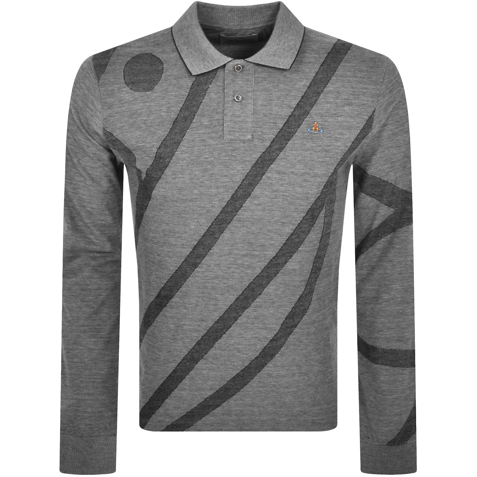 Vivienne Westwood Long Sleeve Polo T Shirt Black In Gray