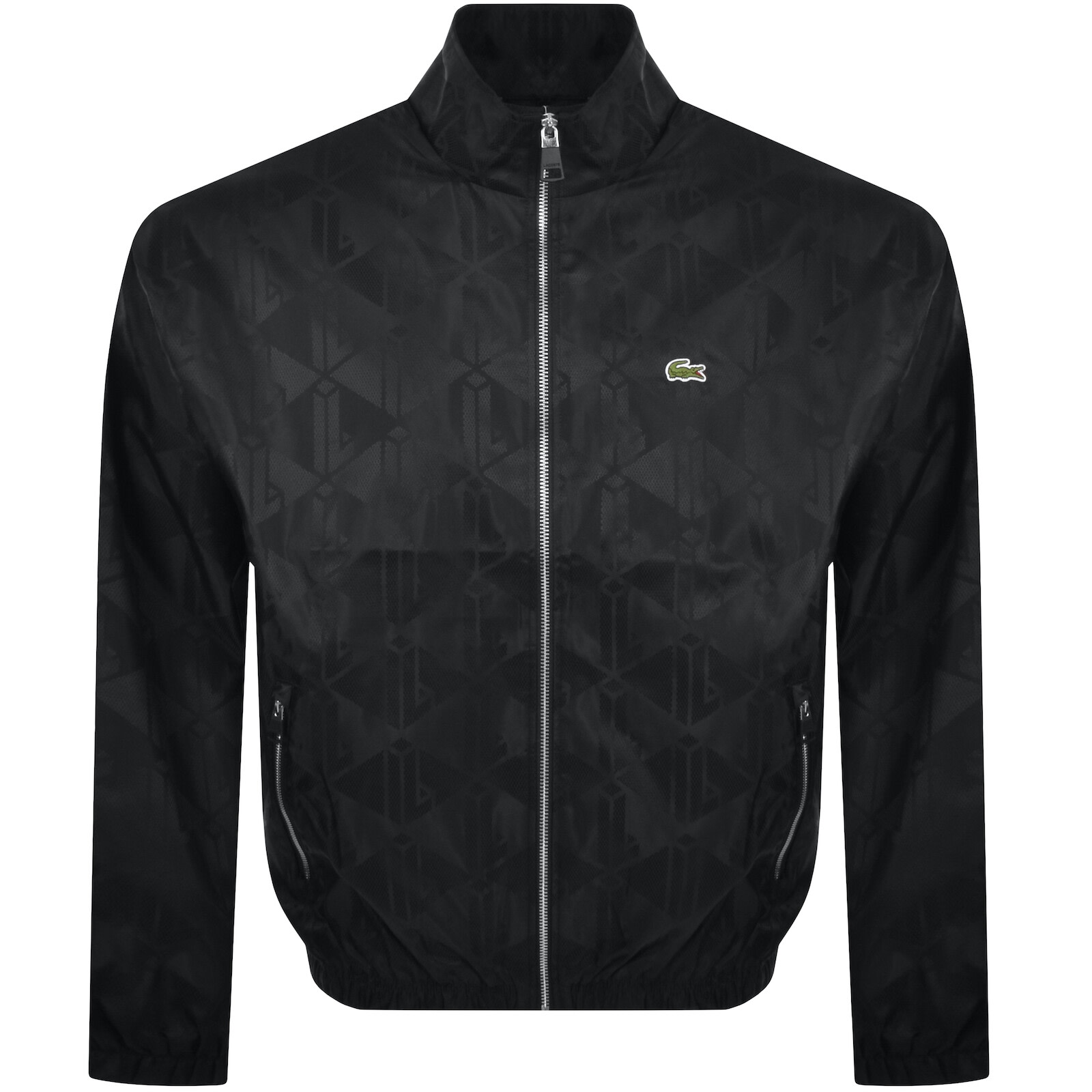 Shop Lacoste Full Zip Logo Jacket Black In Navy