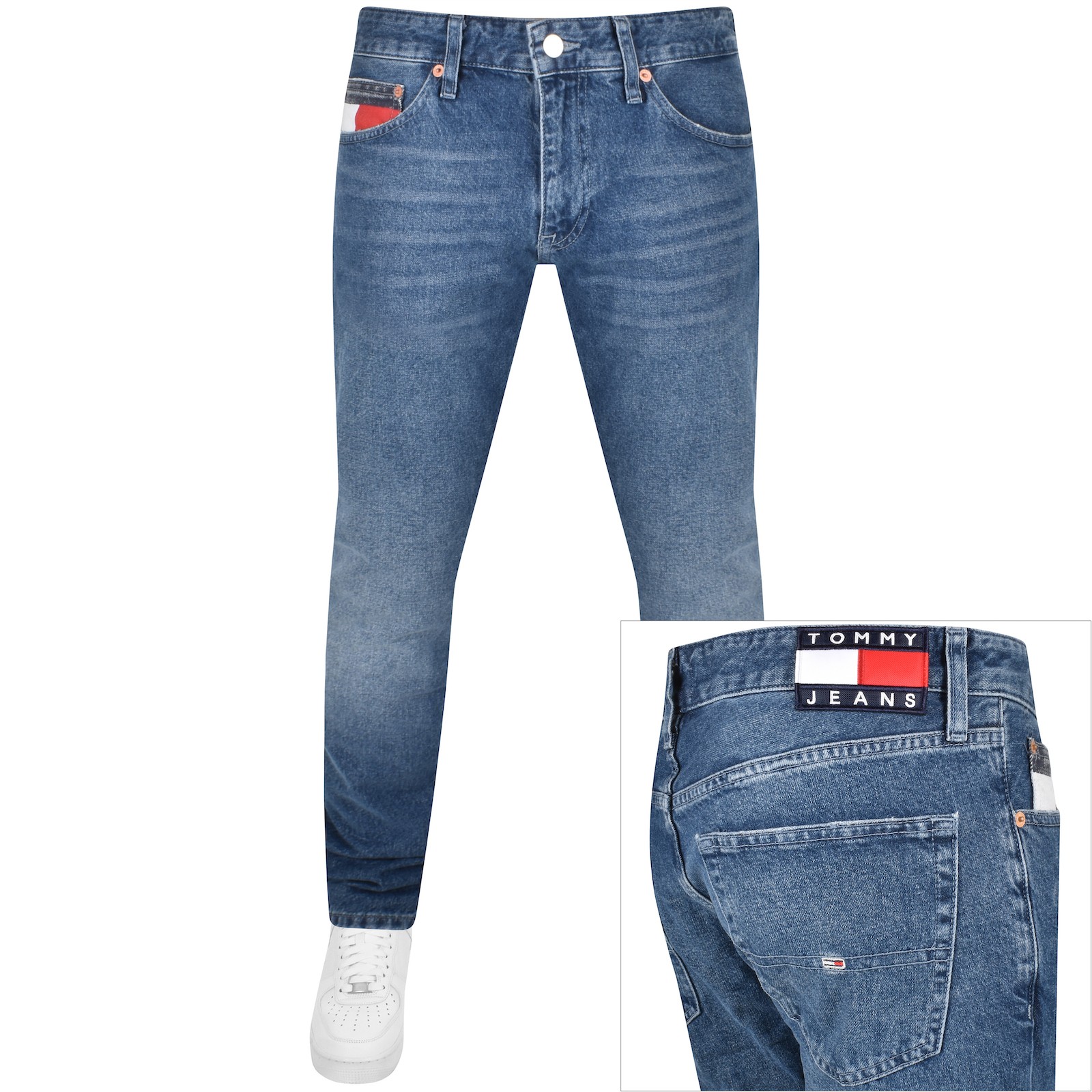 Shop Tommy Jeans Scanton Slim Jeans Mid Wash Blue