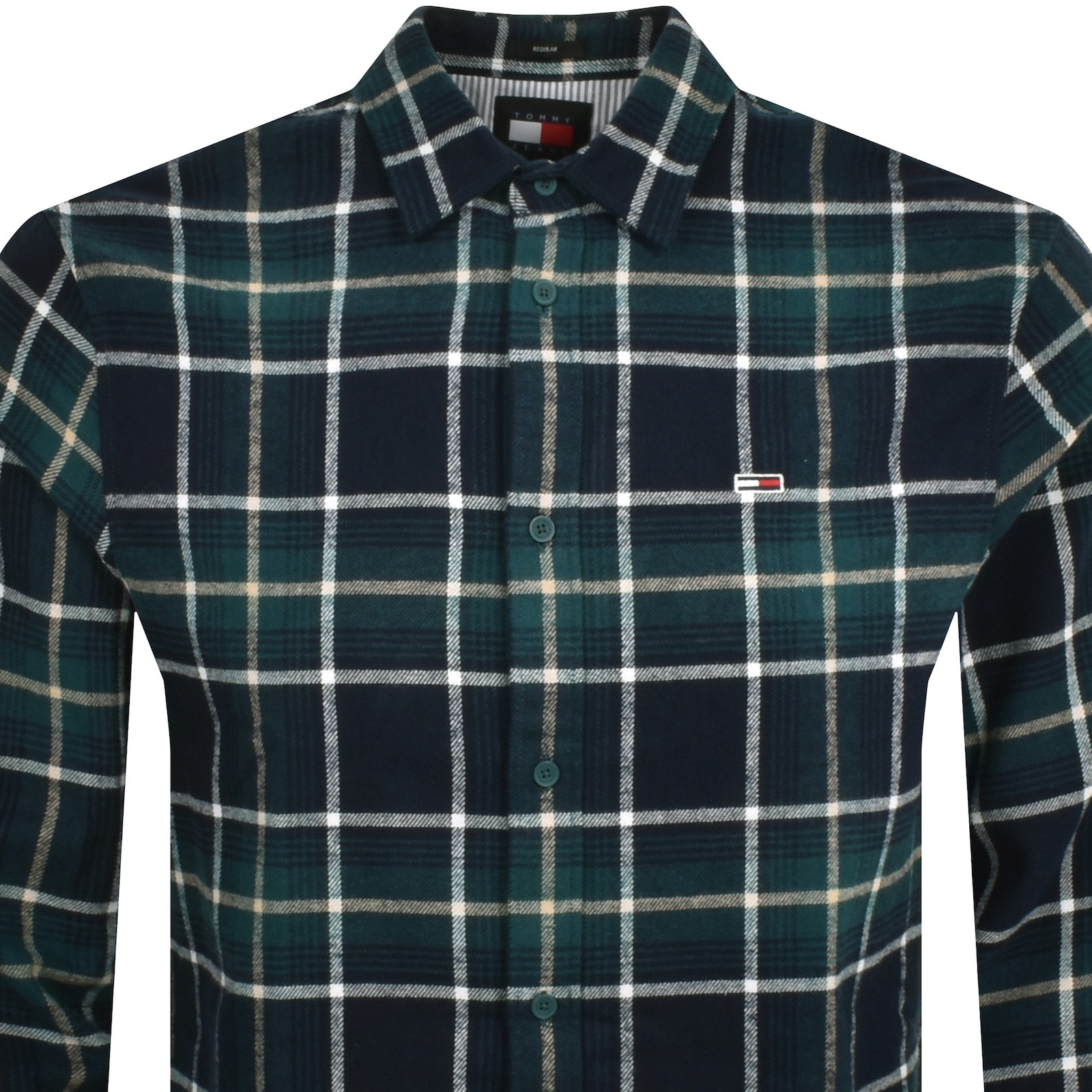 Shop Tommy Jeans Check Flannel Shirt Navy