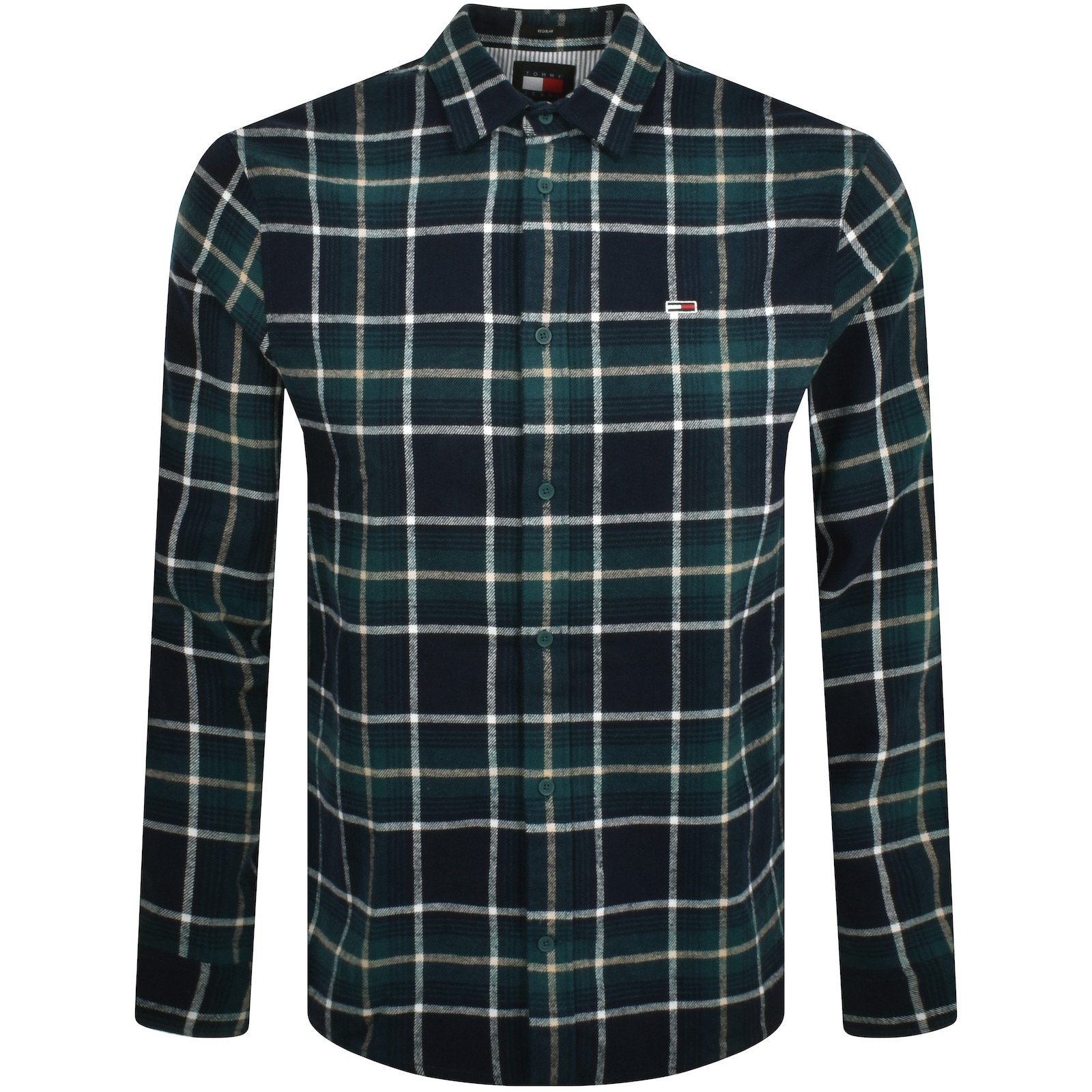 Shop Tommy Jeans Check Flannel Shirt Navy