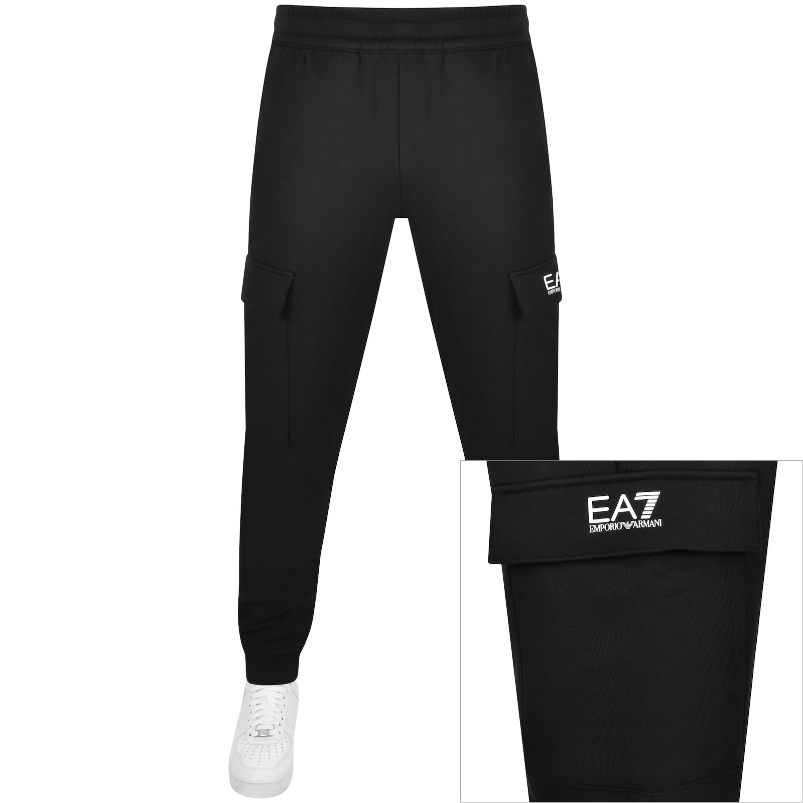 Shop Ea7 Emporio Armani Cargo Jogging Bottoms Black