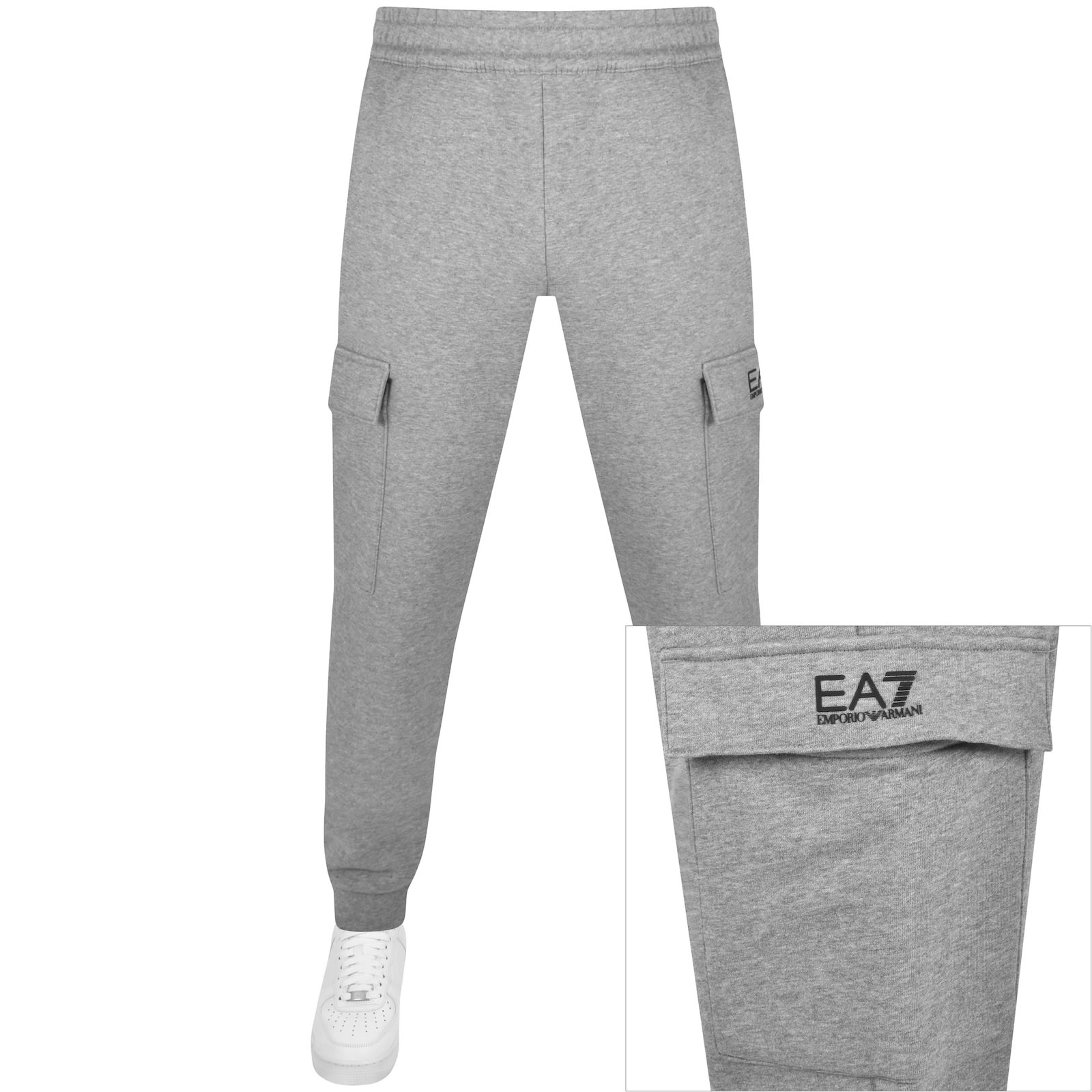 Shop Ea7 Emporio Armani Cargo Jogging Bottoms Grey