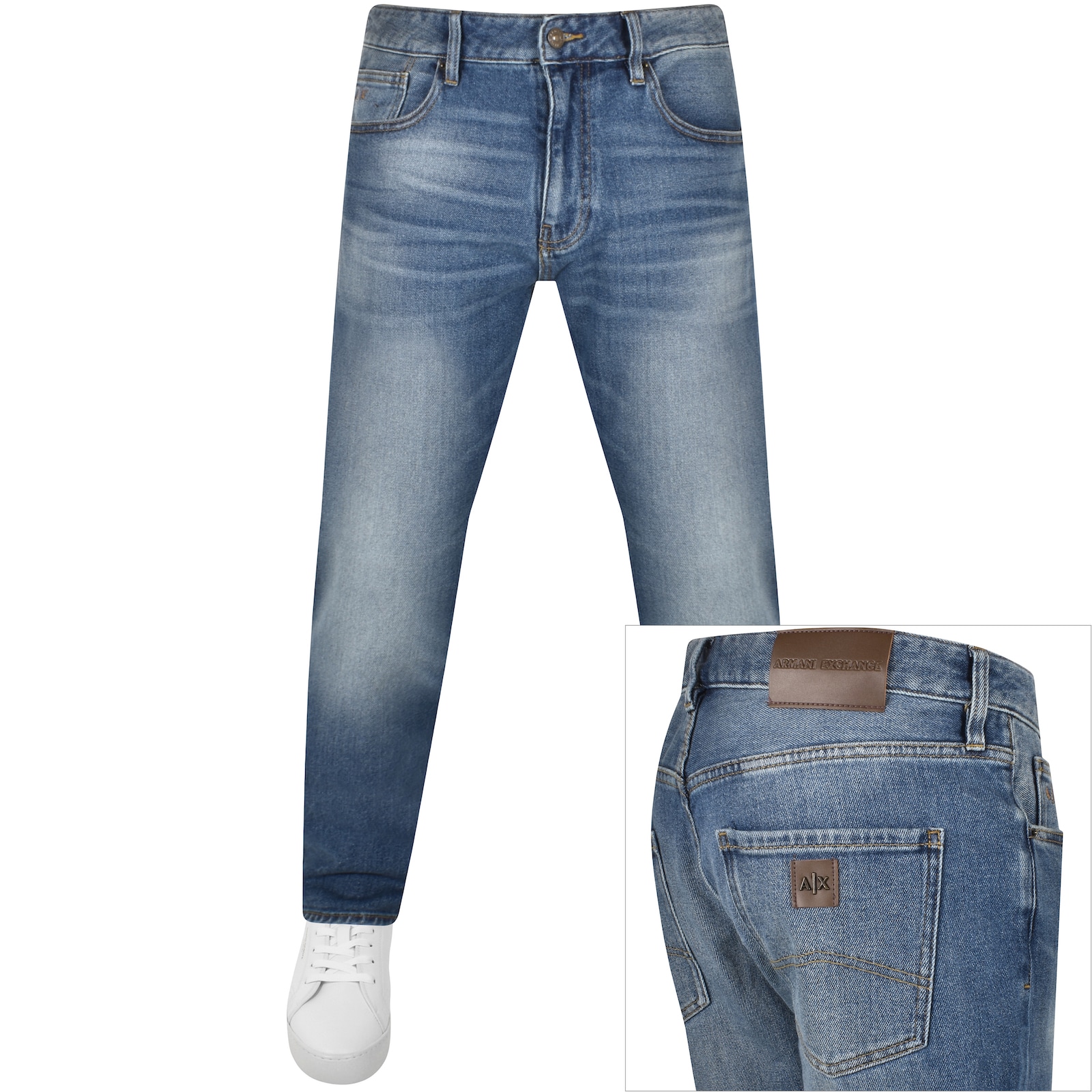 Shop Armani Exchange J16 Straight Fit Jeans Light Wash In Blue