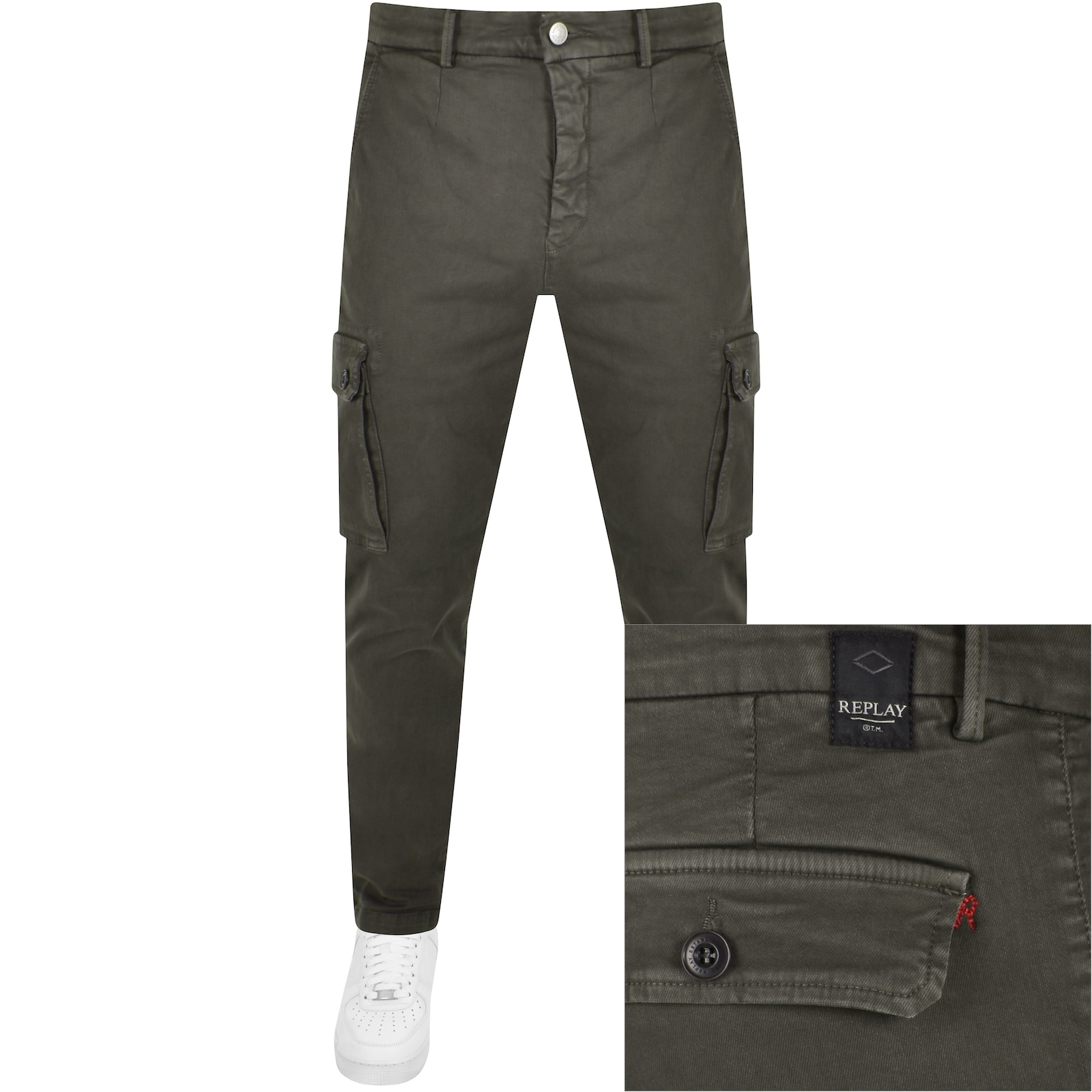 Shop Replay Jaan Hyperflex Slim Fit Cargo Jeans Grey