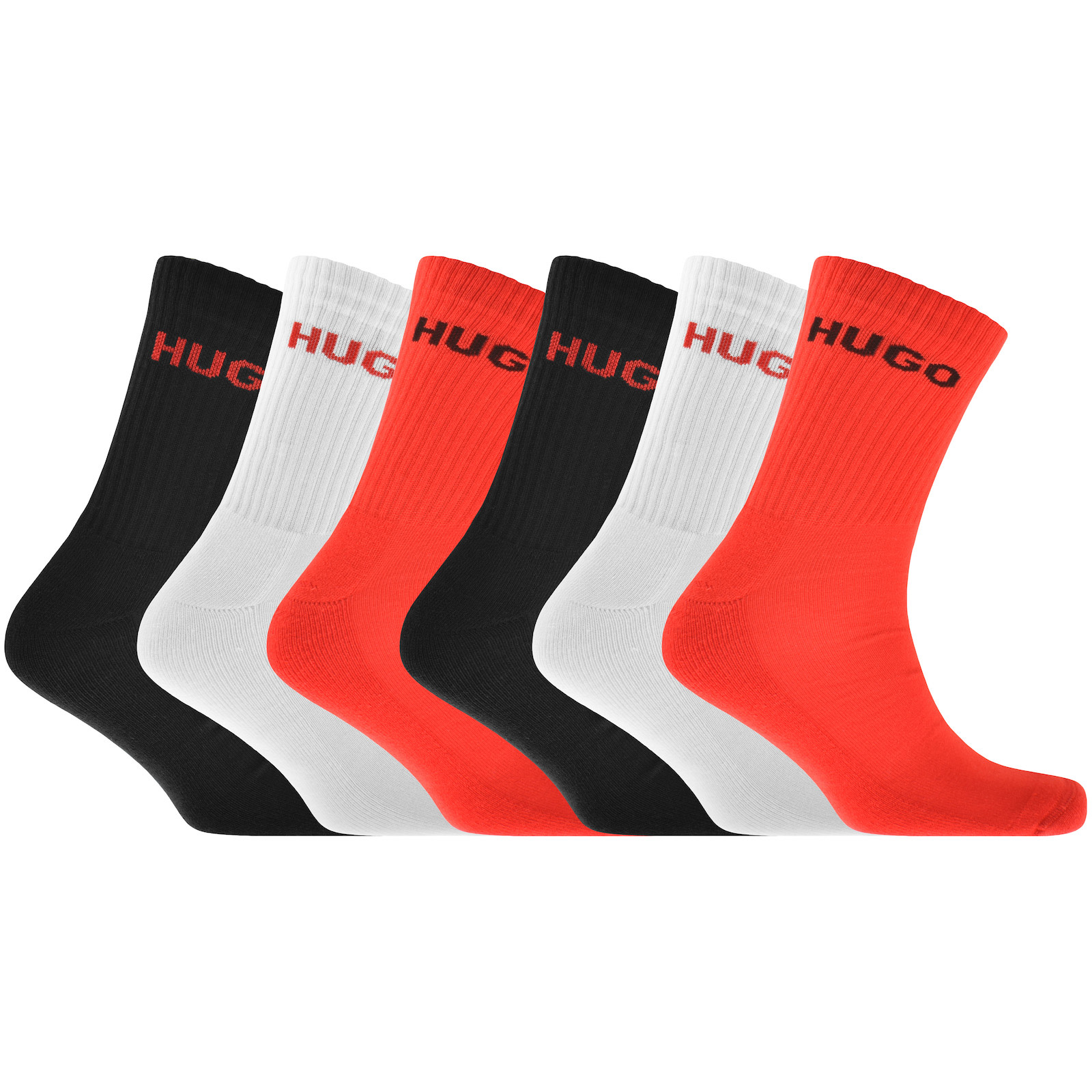 Shop Hugo 6 Pack Logo Socks In Red