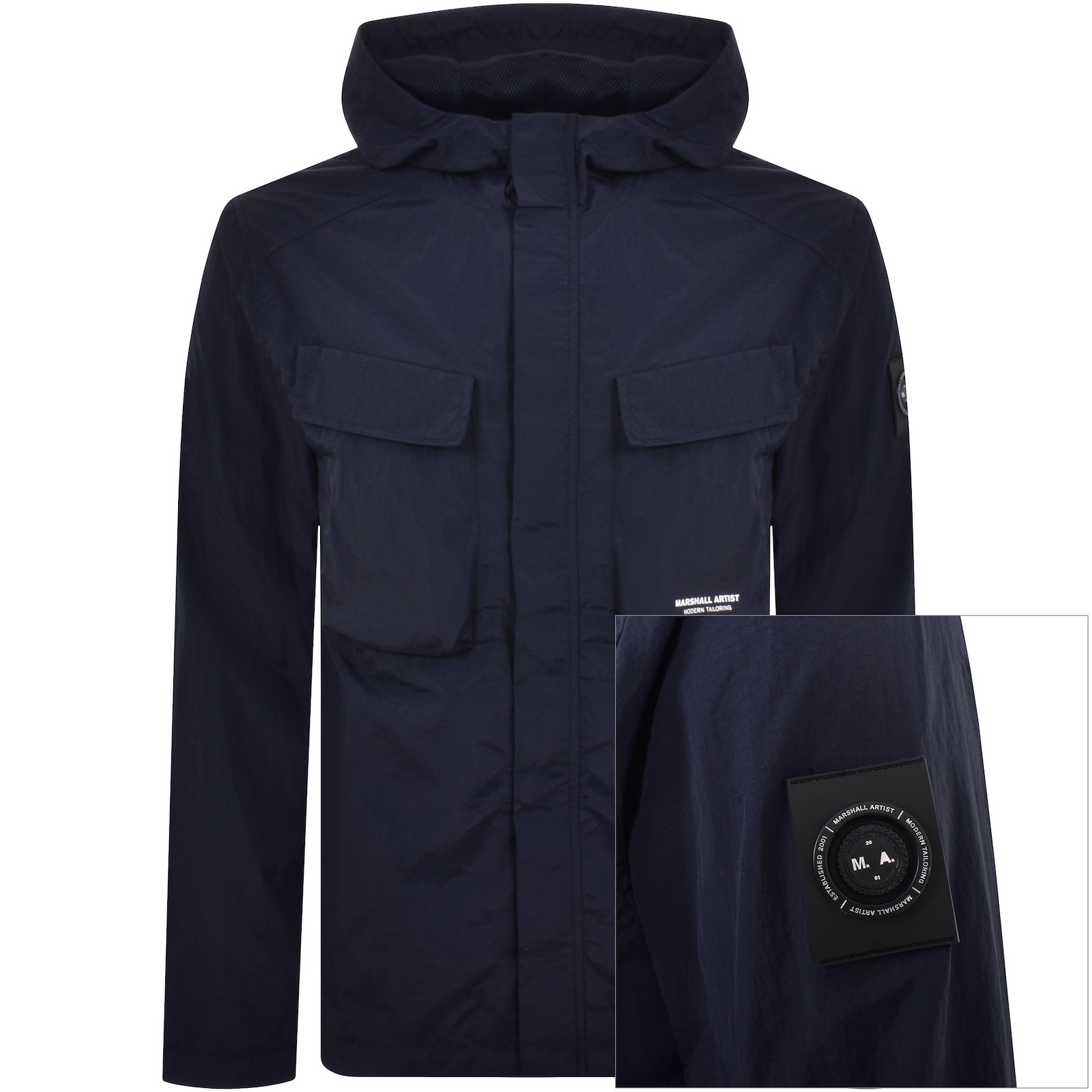 Shop Marshall Artist Nylite Overshirt Jacket Navy