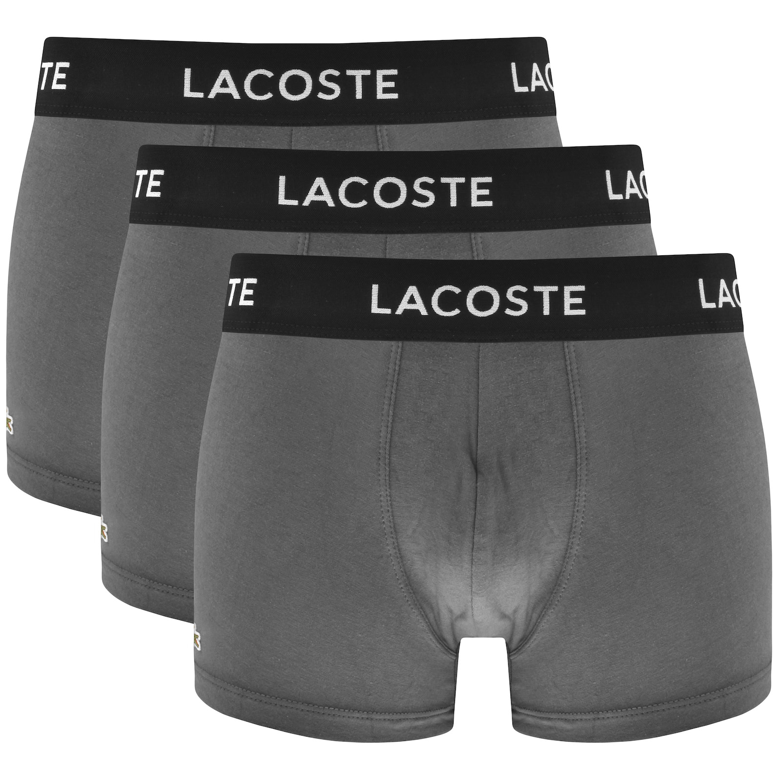 Shop Lacoste Underwear 3 Pack Boxer Trunks Grey