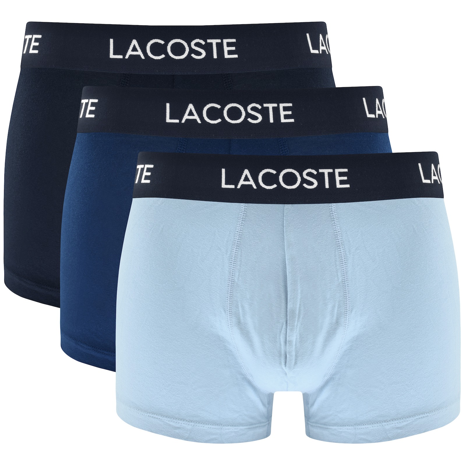 Shop Lacoste Underwear 3 Pack Boxer Trunks In Blue