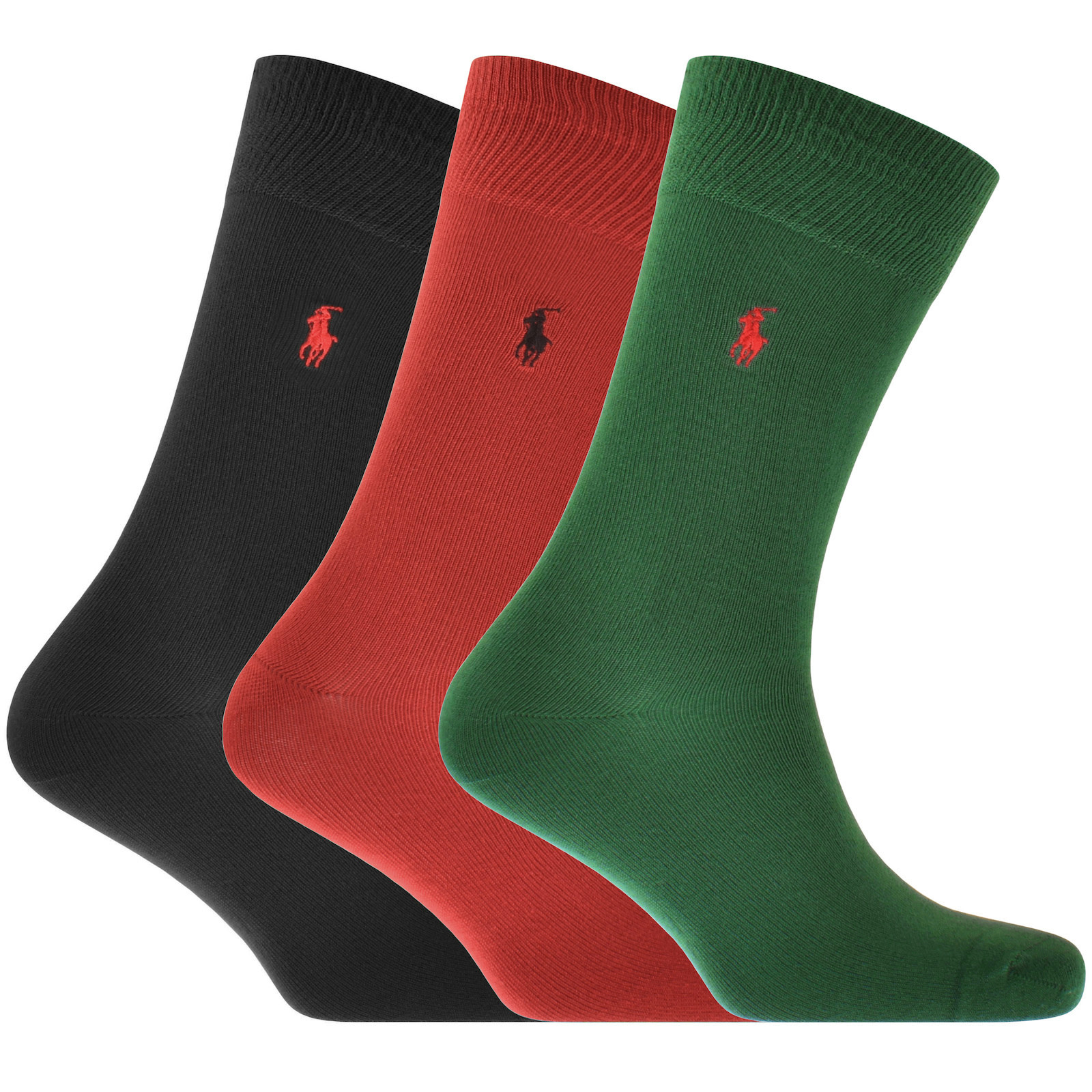 Shop Ralph Lauren 3 Pack Ribbed Crew Socks In Black