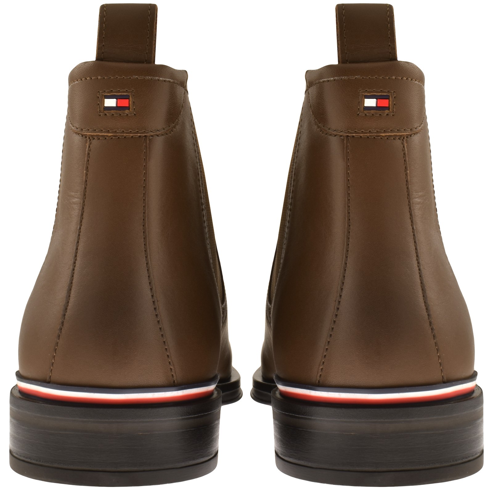 Shop Tommy Hilfiger Leather Chelsea Boots Brown