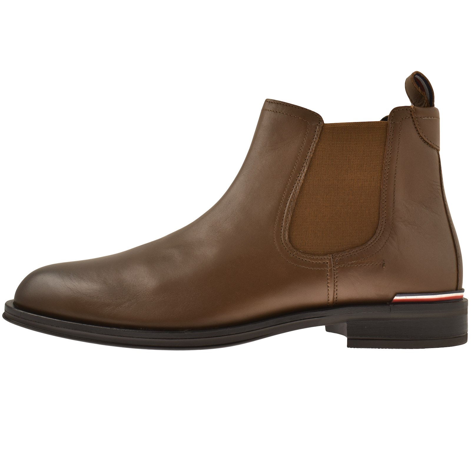 Shop Tommy Hilfiger Leather Chelsea Boots Brown