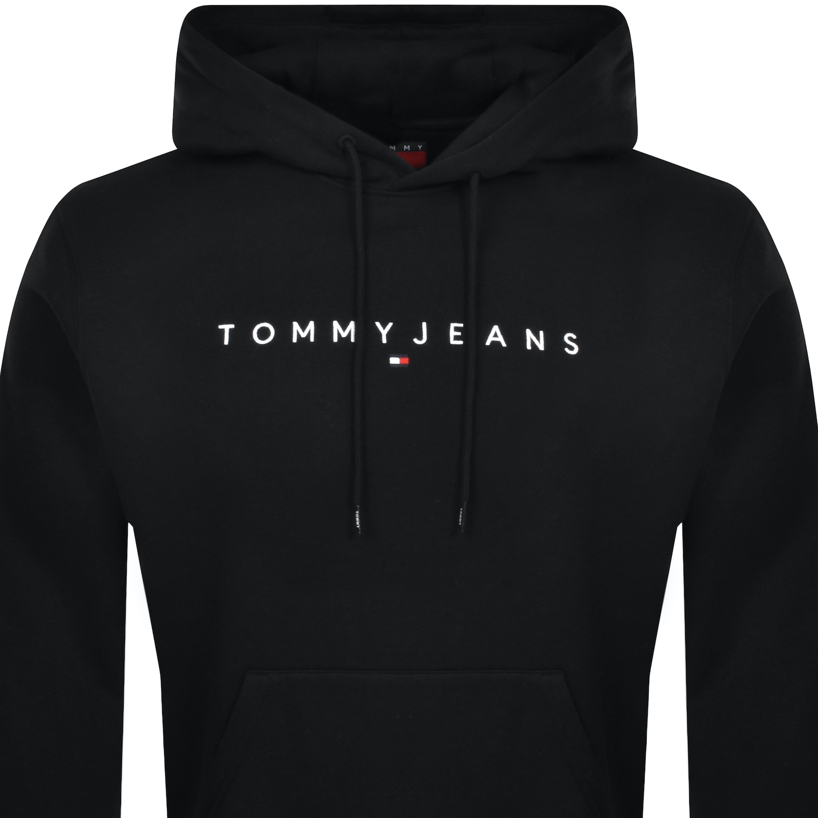 Shop Tommy Jeans Linear Flag Logo Hoodie Black