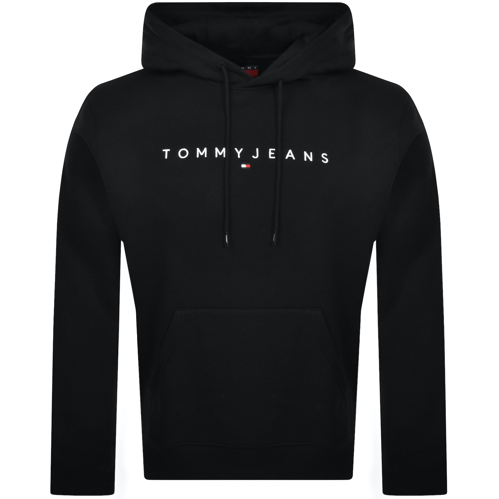 Shop Tommy Jeans Linear Flag Logo Hoodie Black