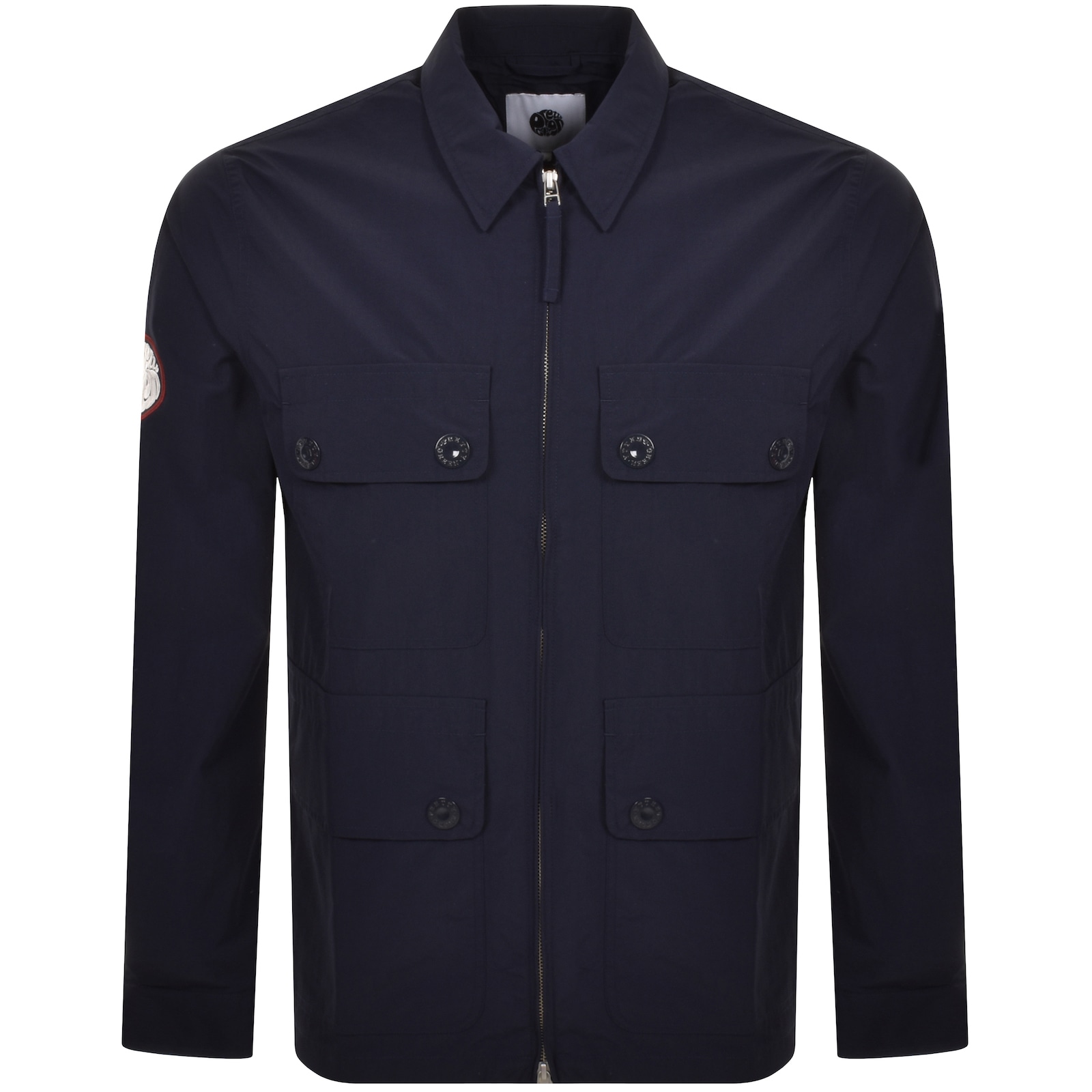 Shop Pretty Green Live Forever Oversized Overshirt Navy