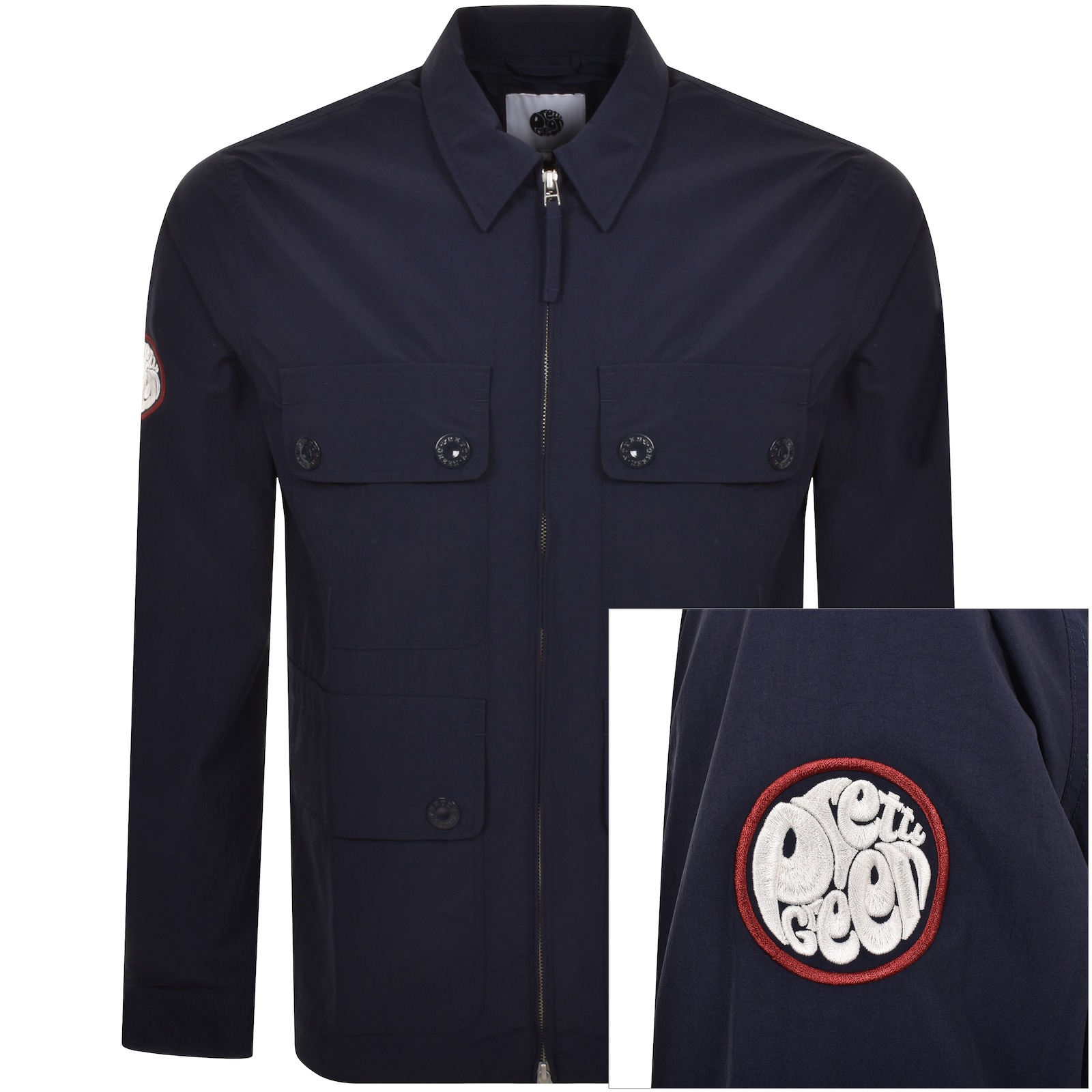 Shop Pretty Green Live Forever Oversized Overshirt Navy