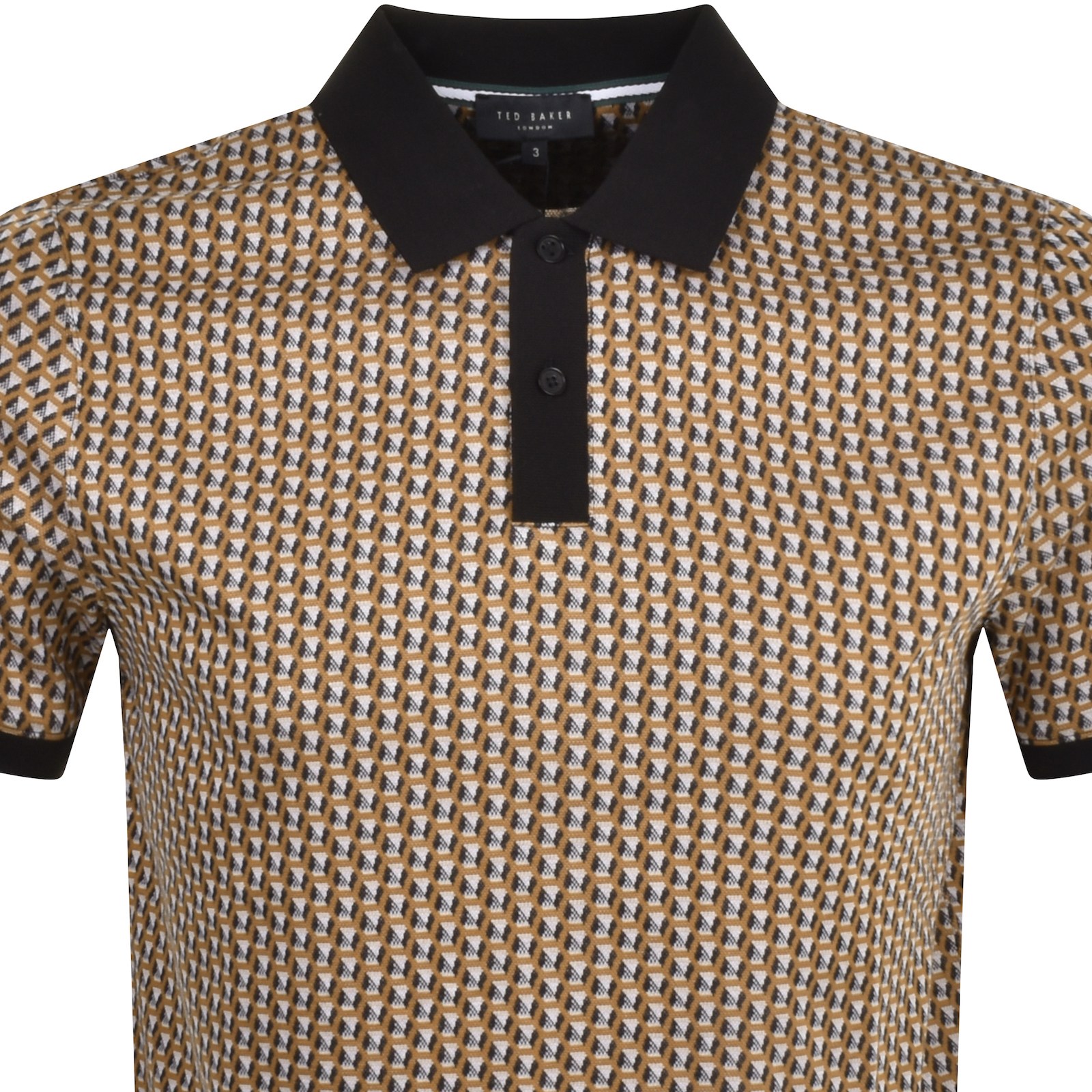 Shop Ted Baker Waysub Geo Polo T Shirt Brown