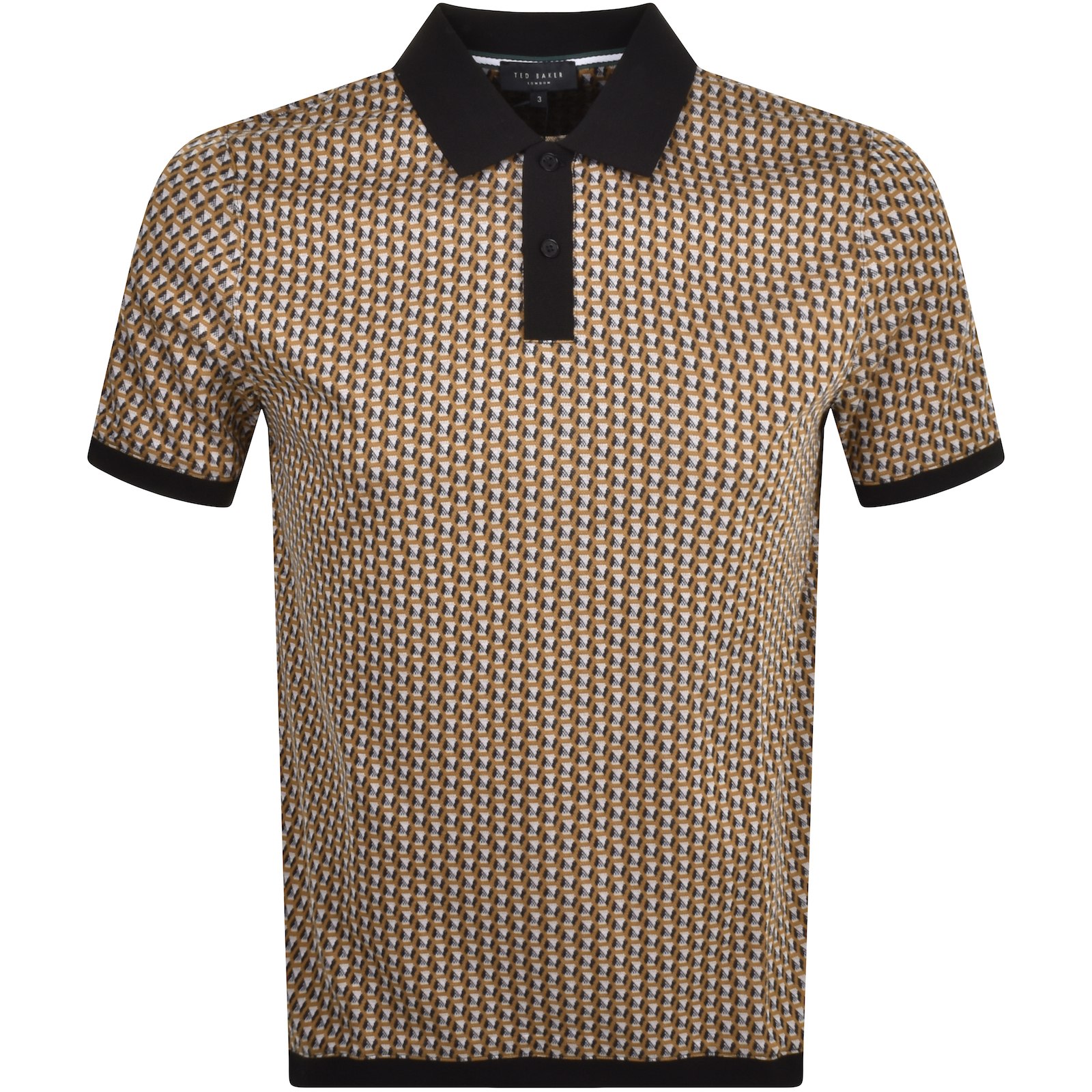 Ted Baker Waysub Geo Polo T Shirt Brown In Blue