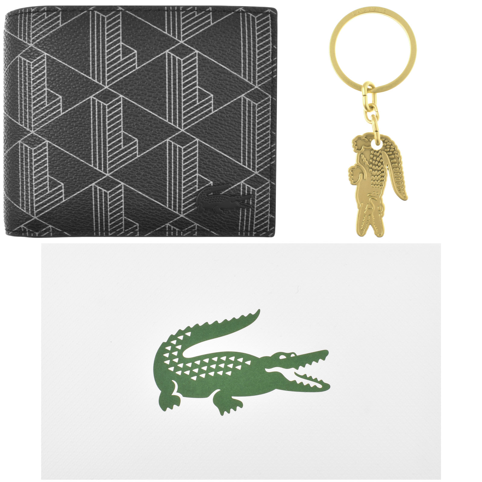 Shop Lacoste Billfold Wallet And Keyring Set In Black