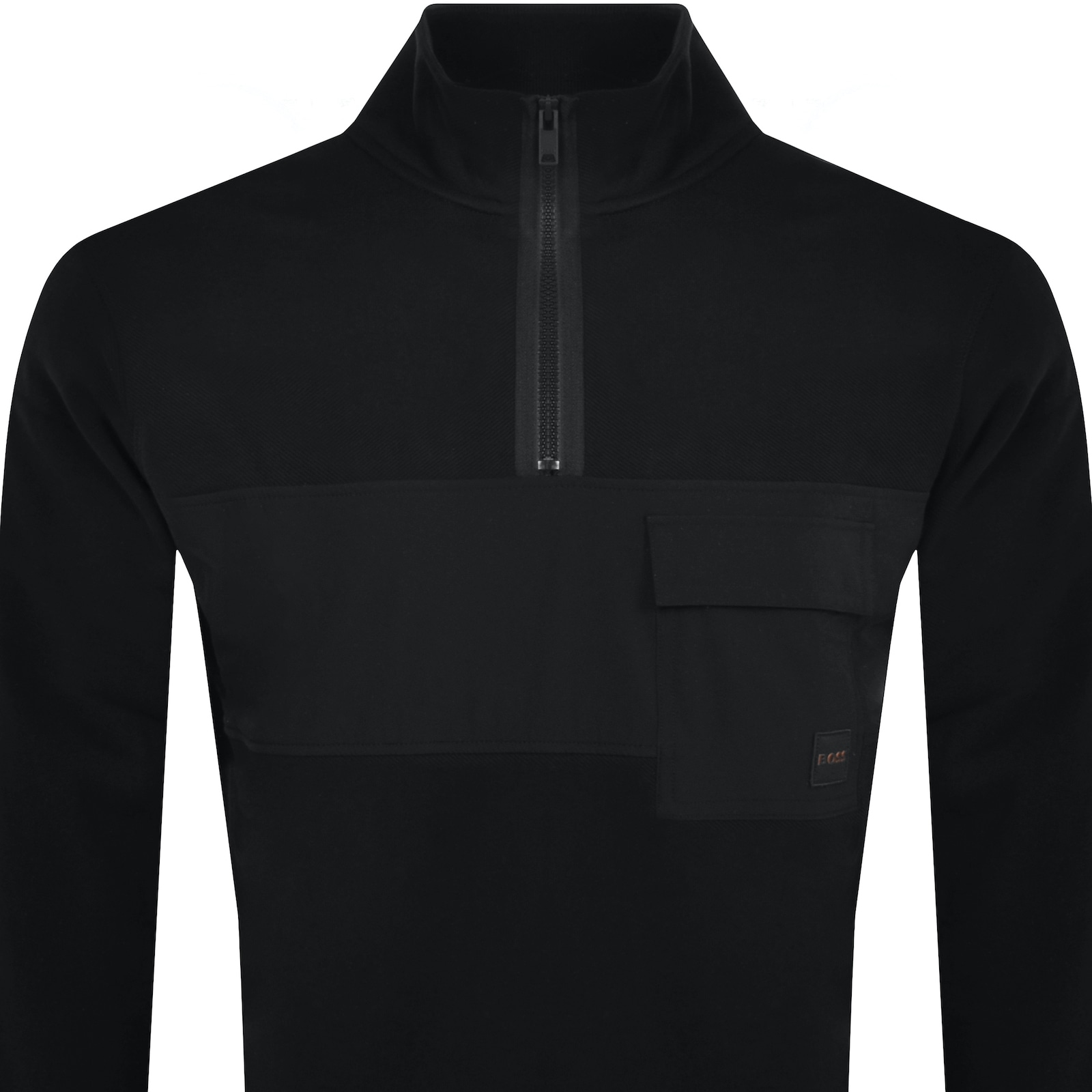 Boss Casual Boss Ze Nylonhem Quarter Zip Sweatshirt Black In Black
