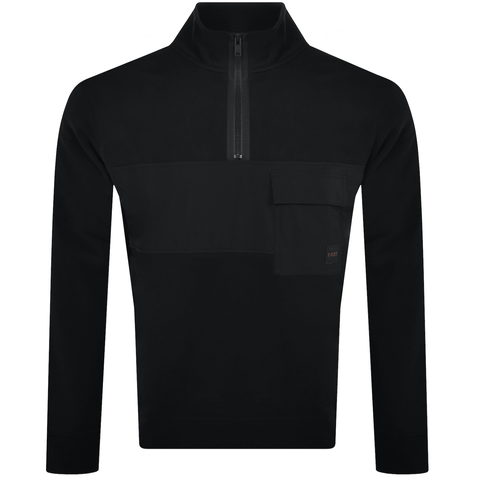 Boss Casual Boss Ze Nylonhem Quarter Zip Sweatshirt Black In Black