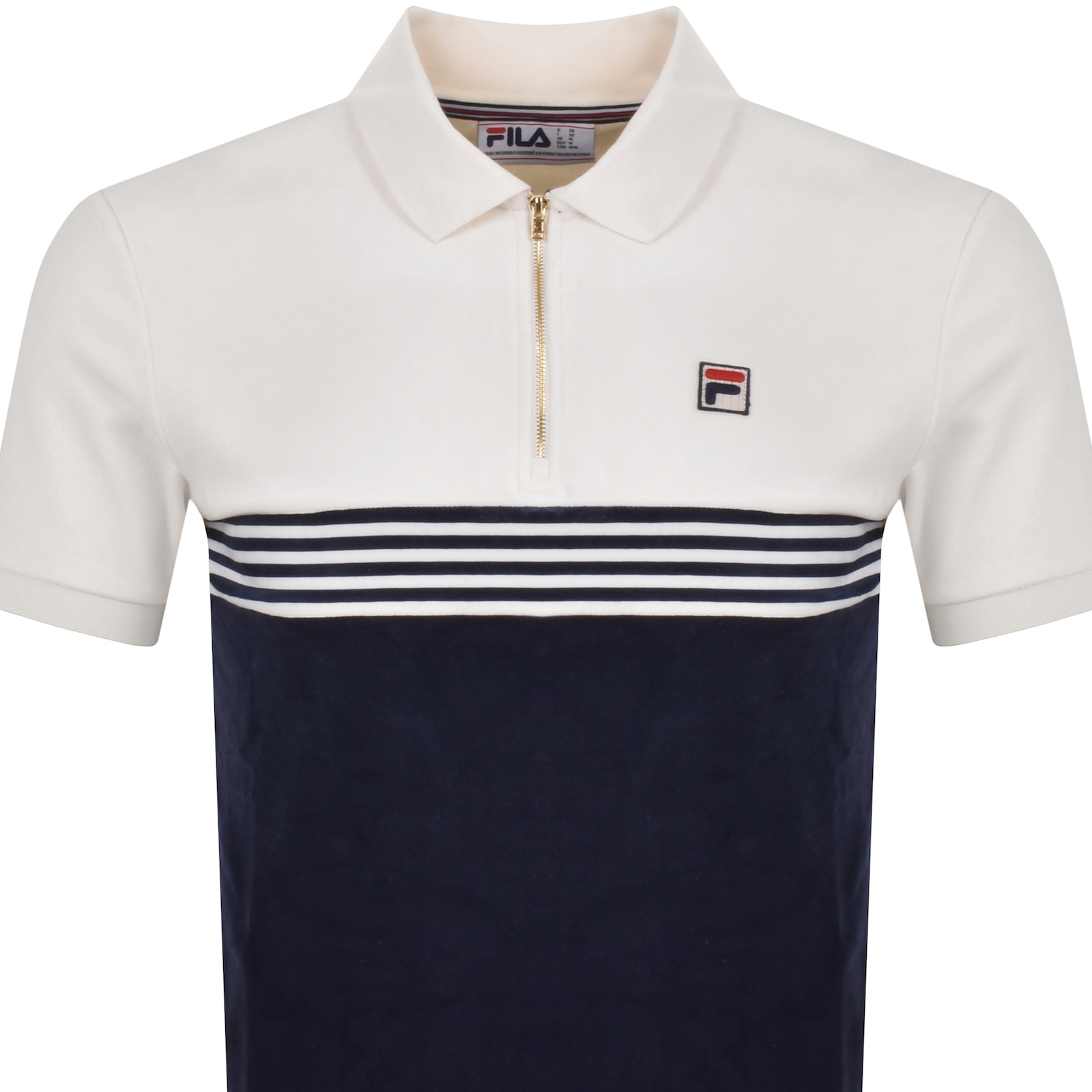 FILA VINTAGE FILA VINTAGE LENNOX STRIPED VELOUR POLO NAVY