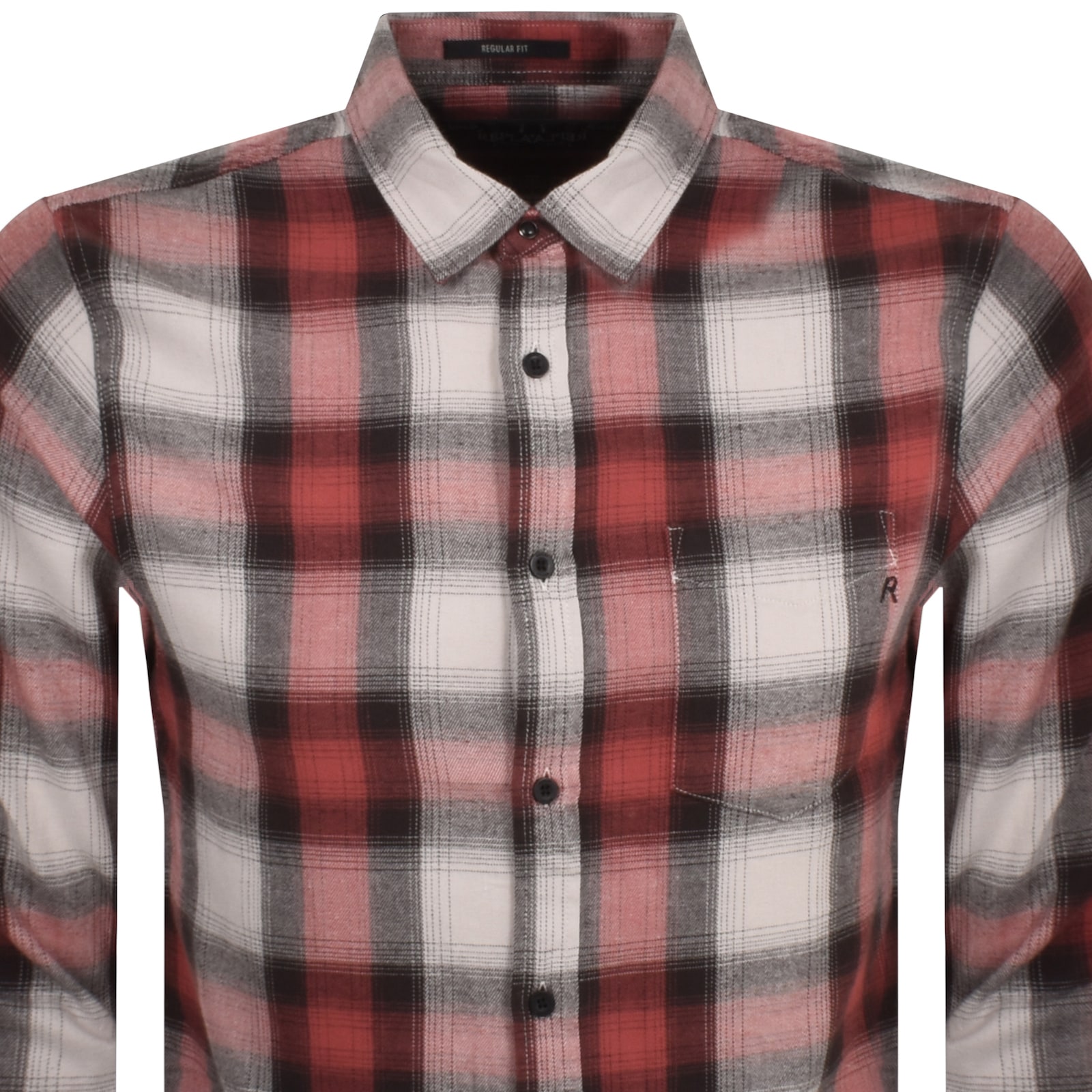 Replay Checked Long Sleeved Shirt Red In Red