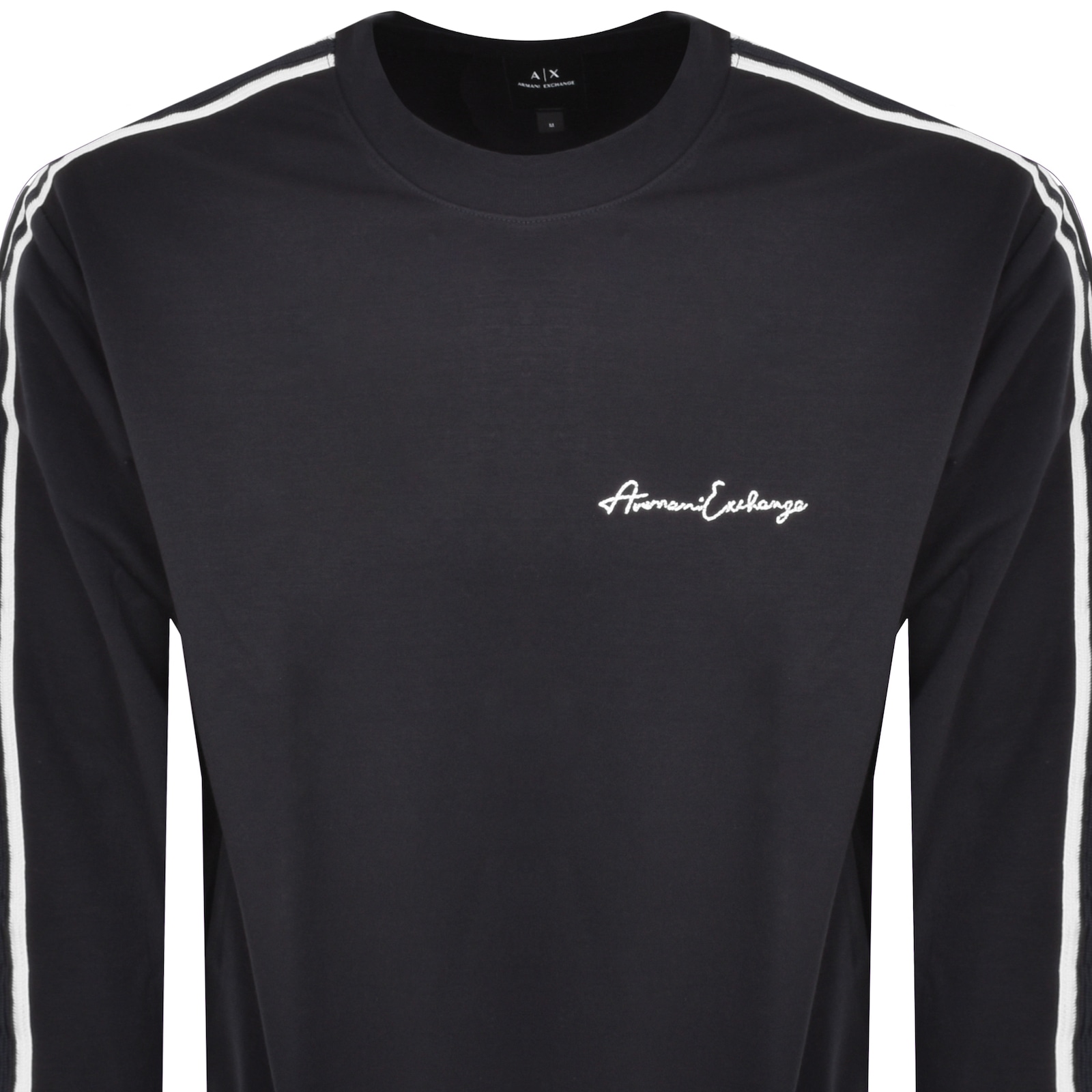 Armani Exchange Crew Neck Logo Sweatshirt Navy In Navy
