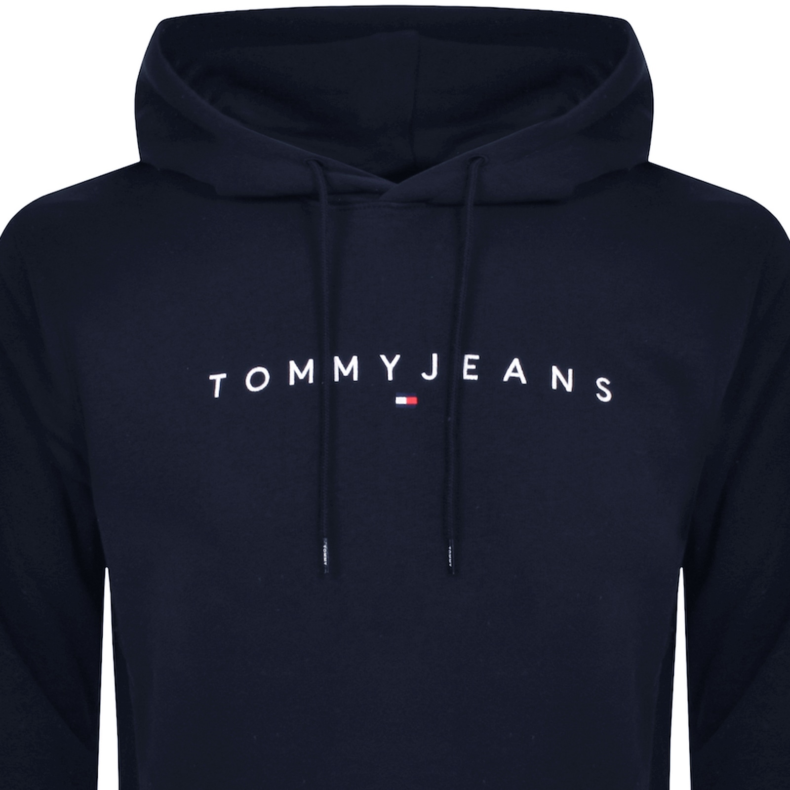 Tommy Jeans Linear Flag Logo Hoodie Navy In Navy