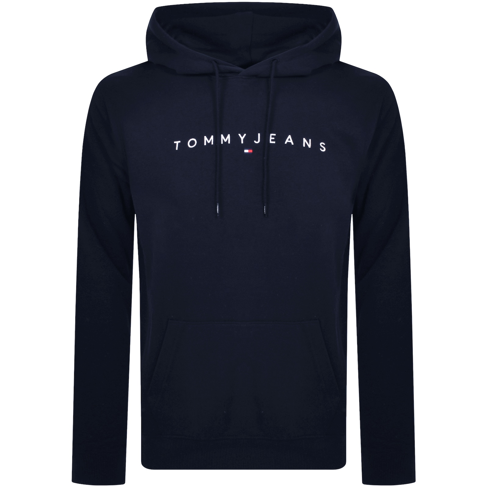 Tommy Jeans Linear Flag Logo Hoodie Navy In Navy